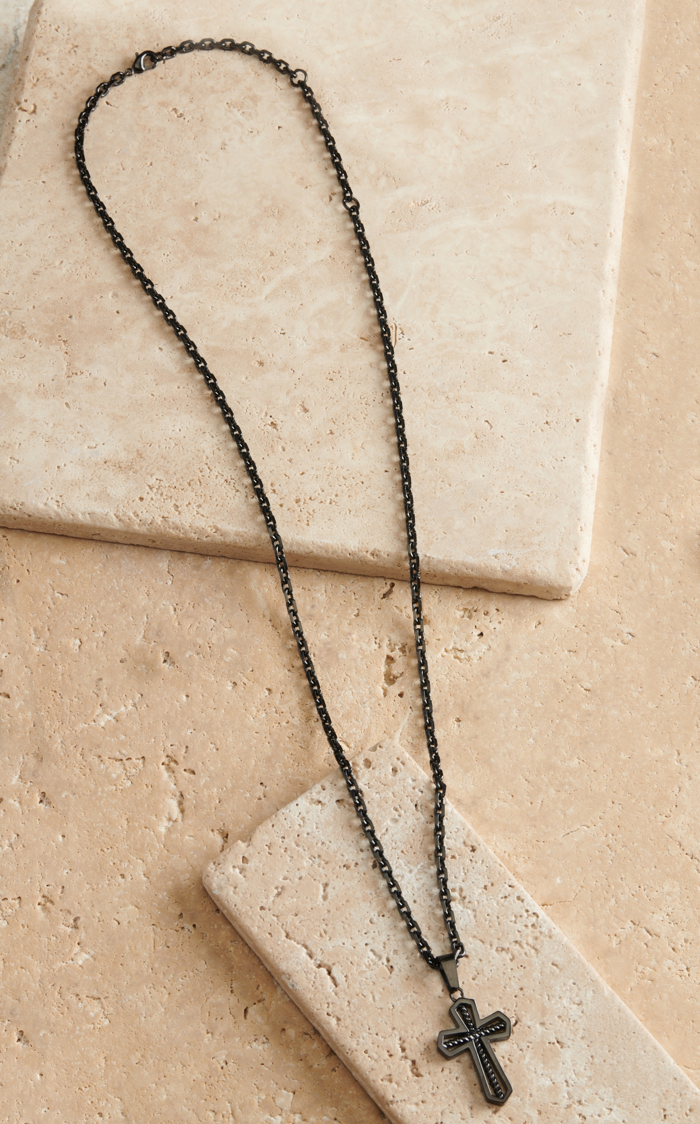 Montana Silversmiths Men's Through the Darkest Night Cross Necklace - Image 1