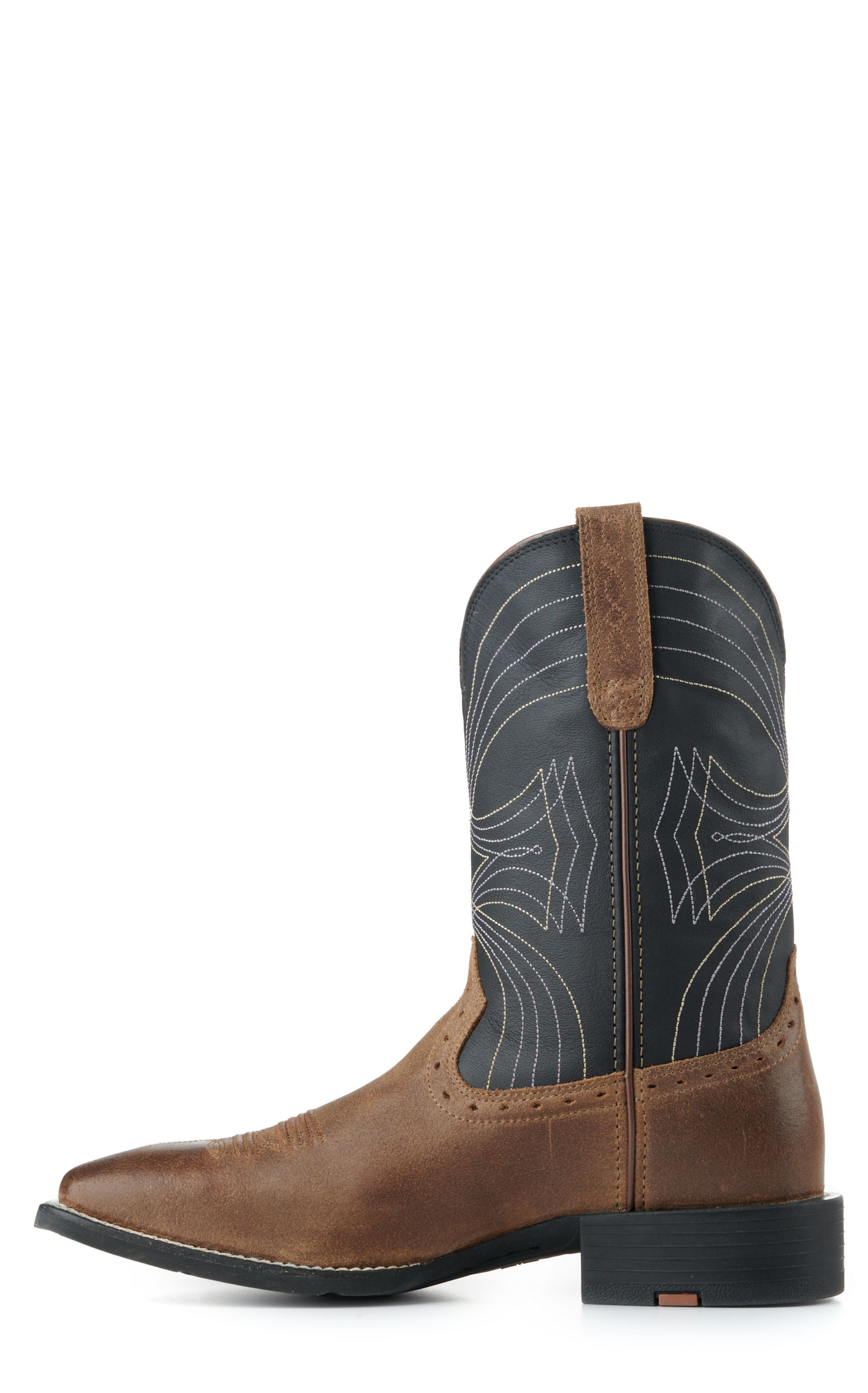 Ariat Men's Sport Barley Brown and Matte Black Wide Square Toe Cowboy Boots - Image 1
