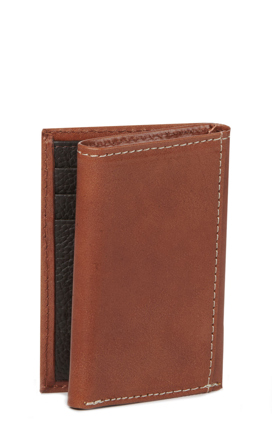 Ariat Men's Brown Basketweave Leather Tri-Fold Wallet - Image 1