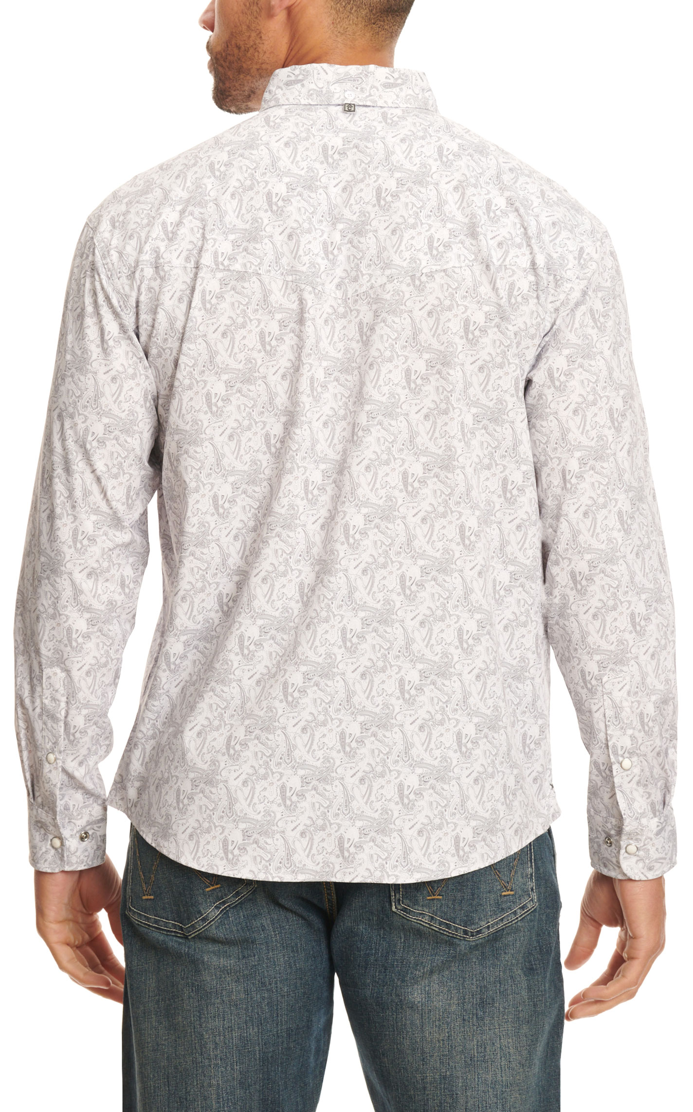 Rafter C Outdoors Men's Gray & White Paisley Lefty Fishing Shirt - Image 1