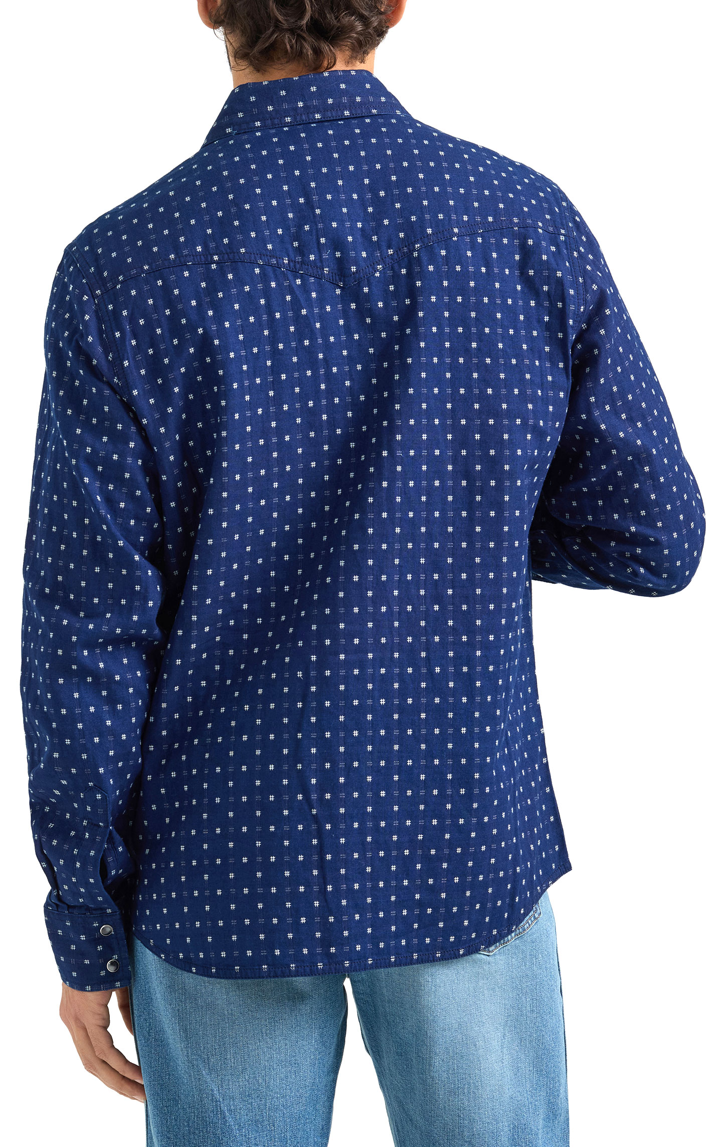 Wrangler Retro Men's Royal Navy Geo Western Shirt - Image 1