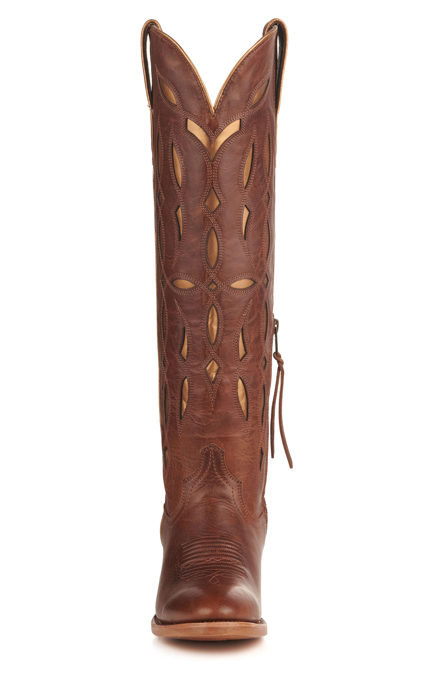 Ariat Women's Saylor Brown with Gold Inlay StretchFit R-Toe Cowboy Boots - Image 1