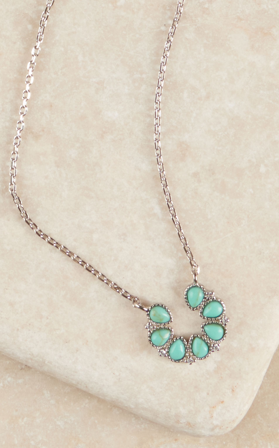 Montana Silversmiths Silver Delicate Chain with Tiny Turquoise Squash Blossom Necklace - Image 1