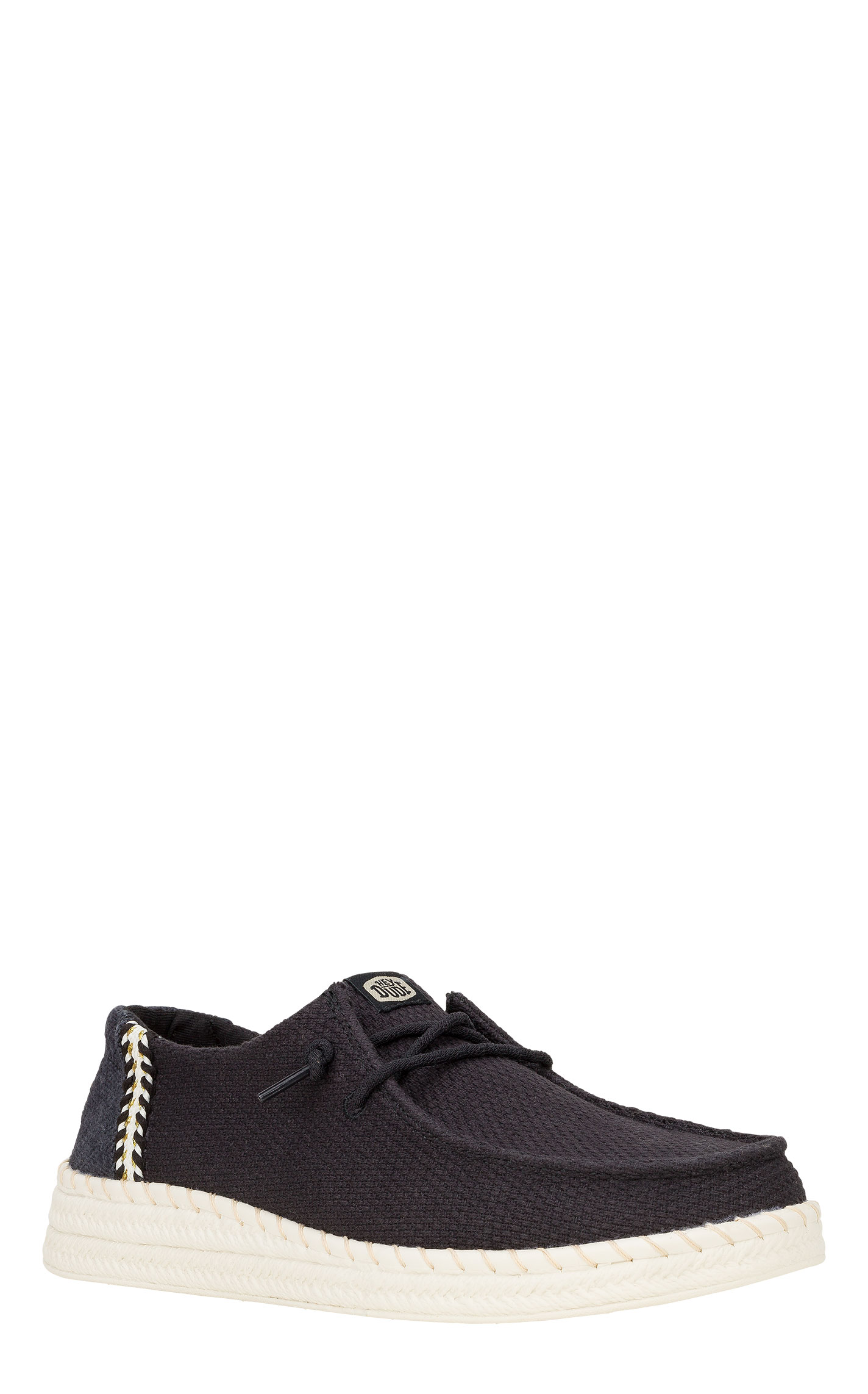 Hey Dude Women's Wendy Black Espadrille Woven Moc Toe Casual Shoes - Image 1