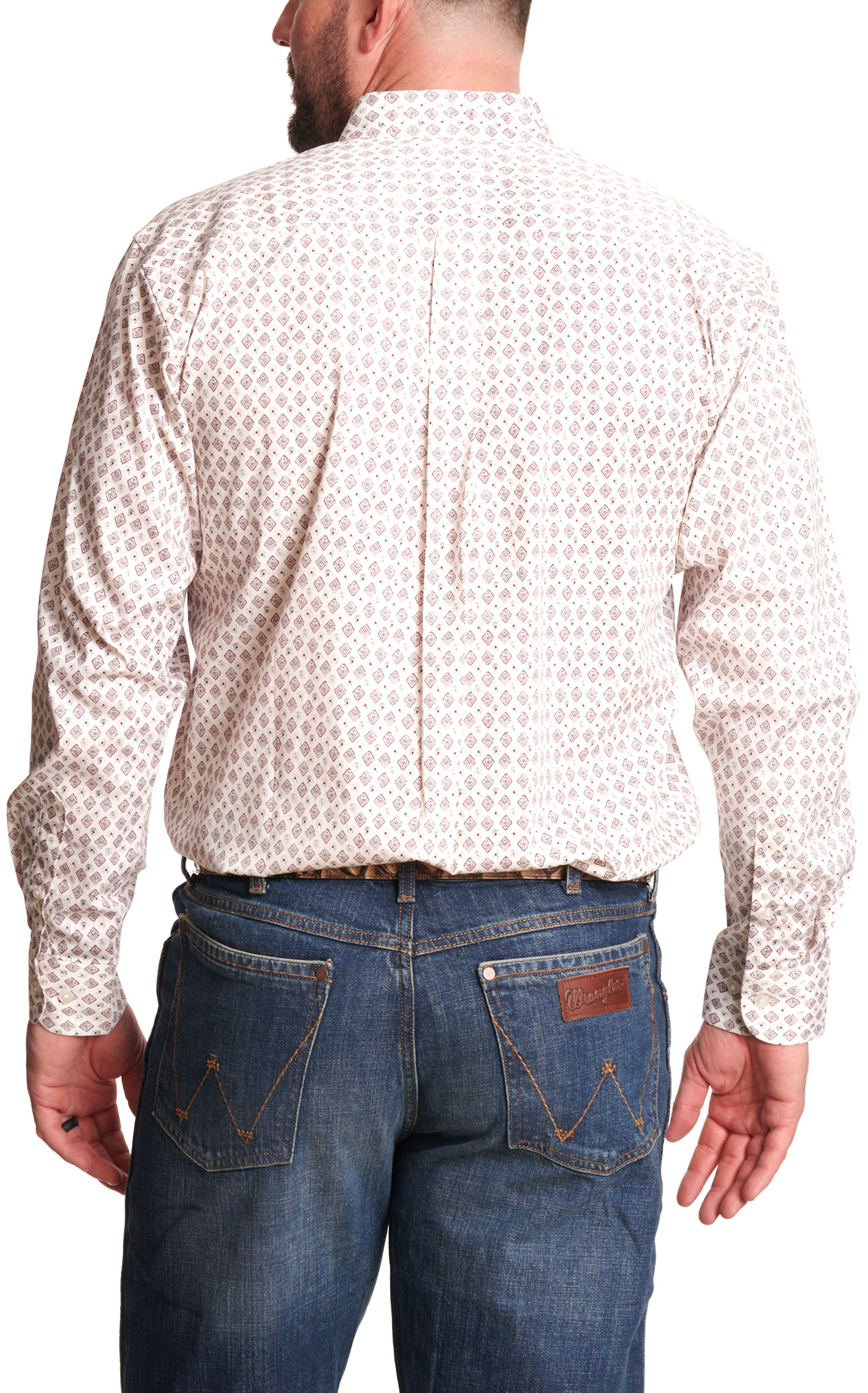 Rafter C Men's White Geo Print Western Shirt - Image 3