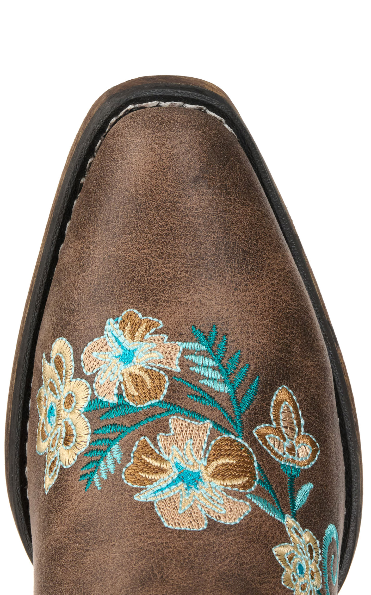 Roper Women's Riley Brown with Floral Embroidery Snip Toe Cowboy Boots - Image 1