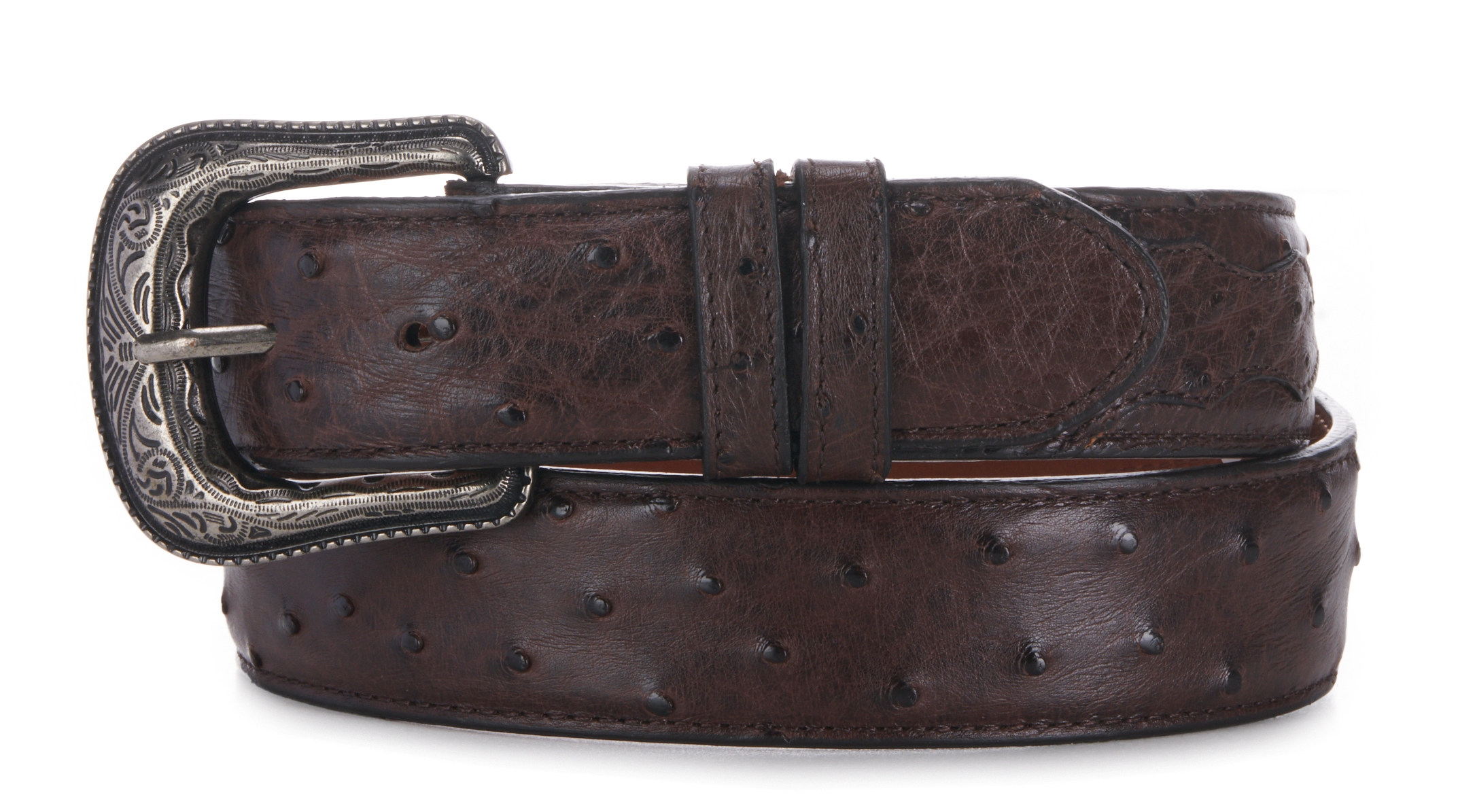 Cavender's Men's Kango Tobacco Brown Full Quill Ostrich Exotic Western Belt - Image 1