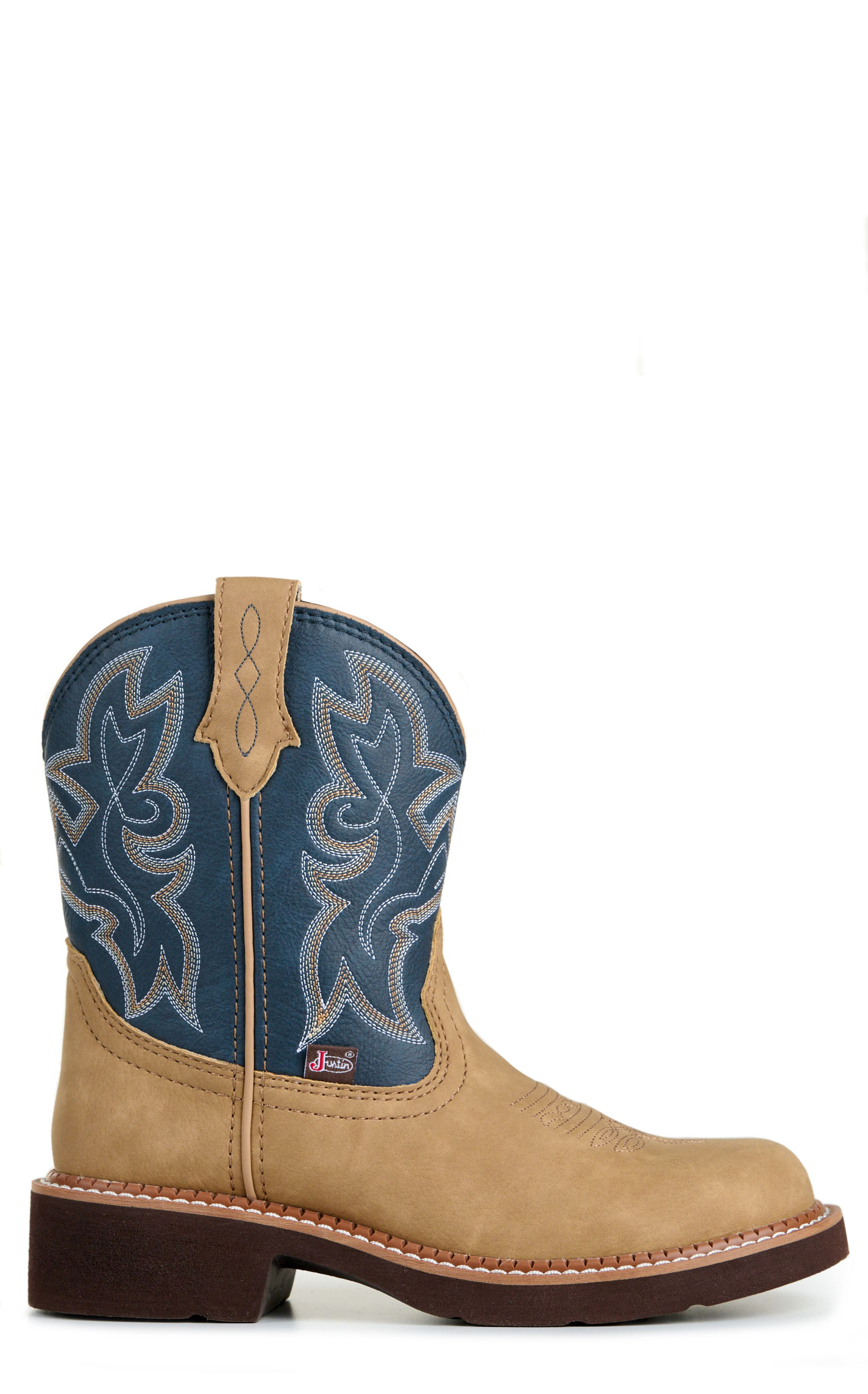 Justin Women's Honey & Denim Round Toe Cowboy Boots - Image 1
