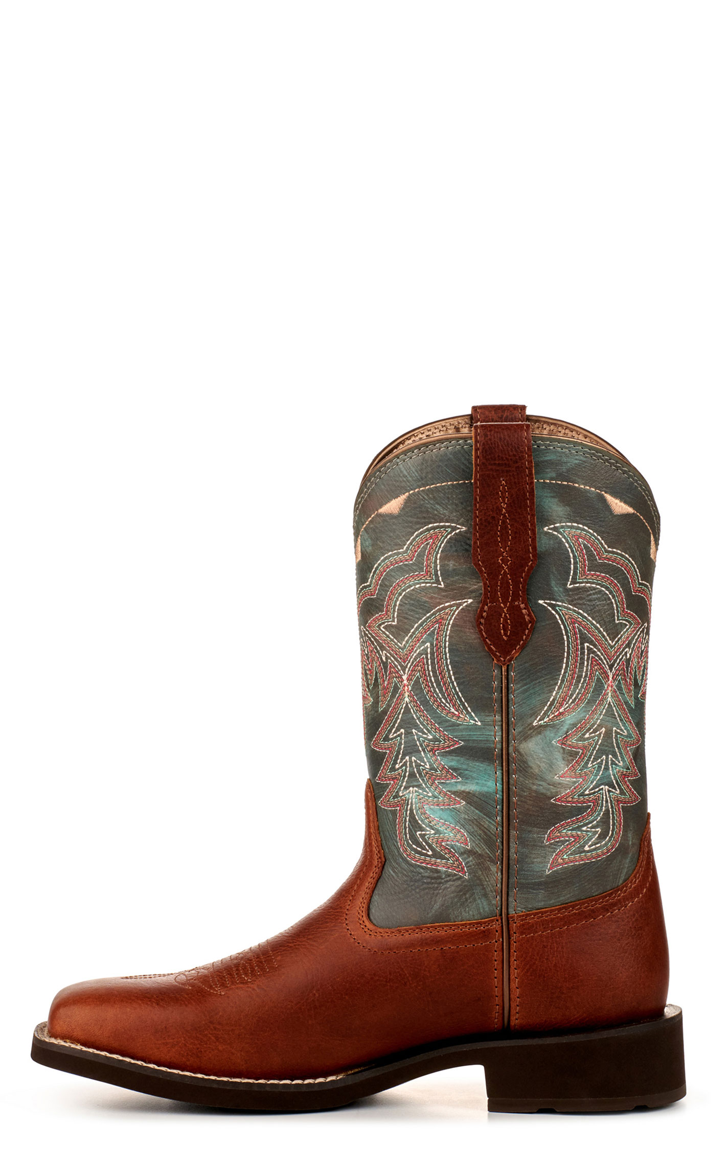 Ariat Women's Delilah Spiced Cider and Teal Wide Square Toe Cowboy Boots - Image 1