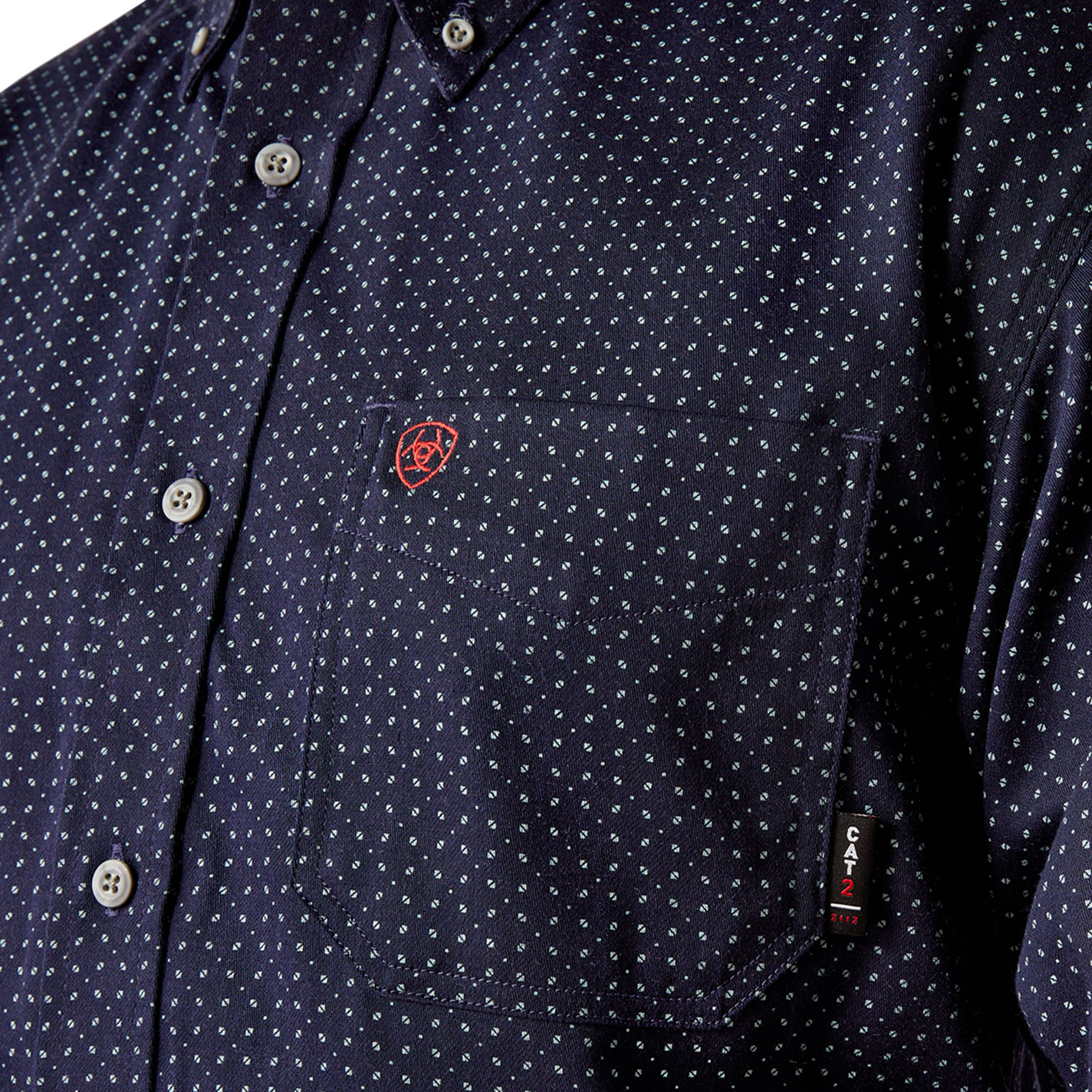 Ariat Men's Lever Midnight Navy Geo FR Work Shirt - Image 1