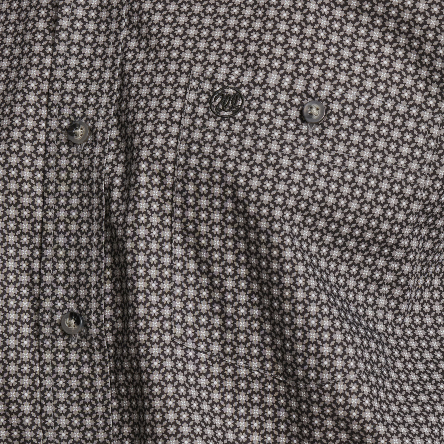 Wrangler Men's Classic Black & Gray Floral Geo Western Shirt - Image 1