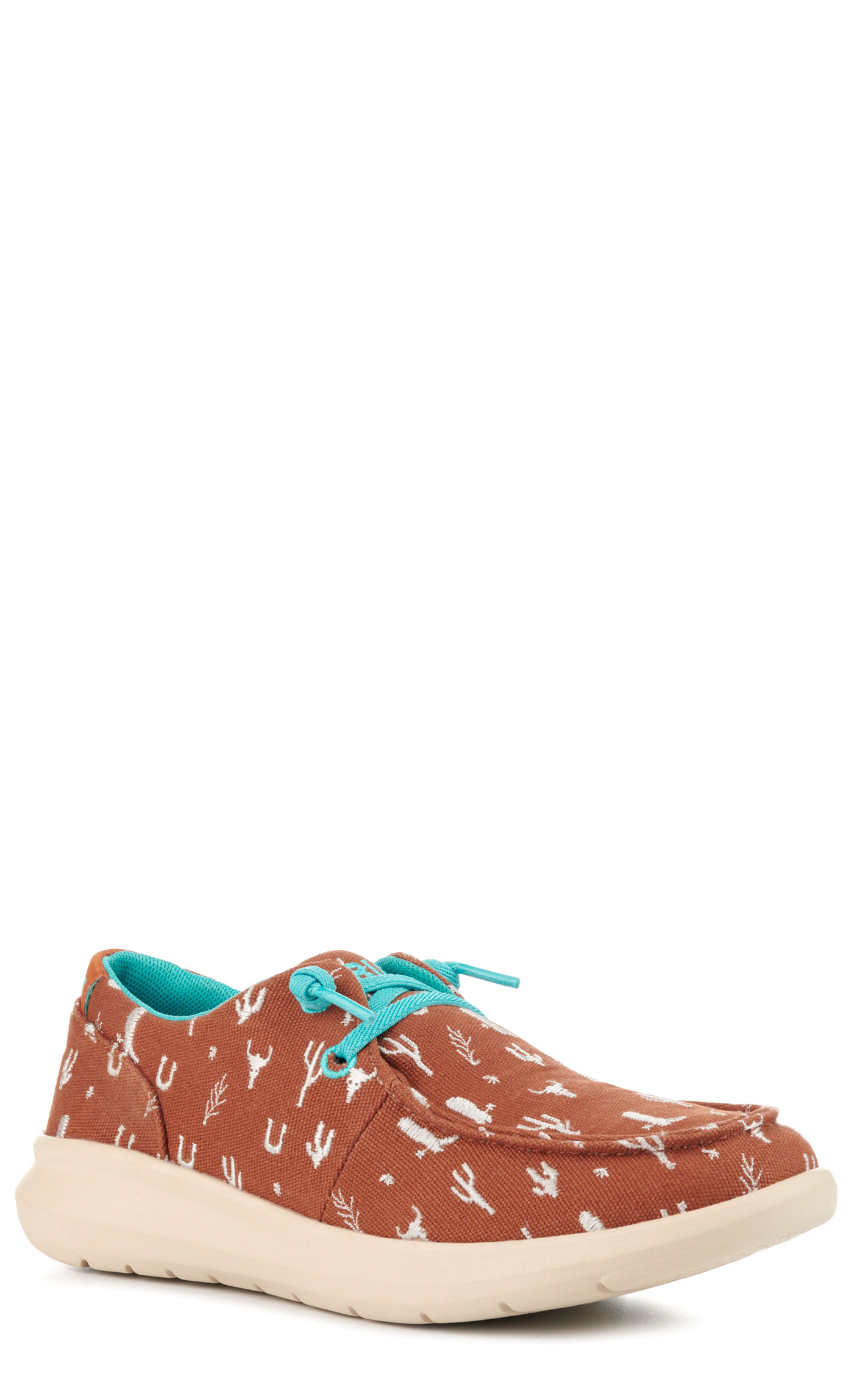 Ariat Women's Hilo Sorrel Western Icons Embroidery Canvas Lace Up Casual Shoes - Image 1