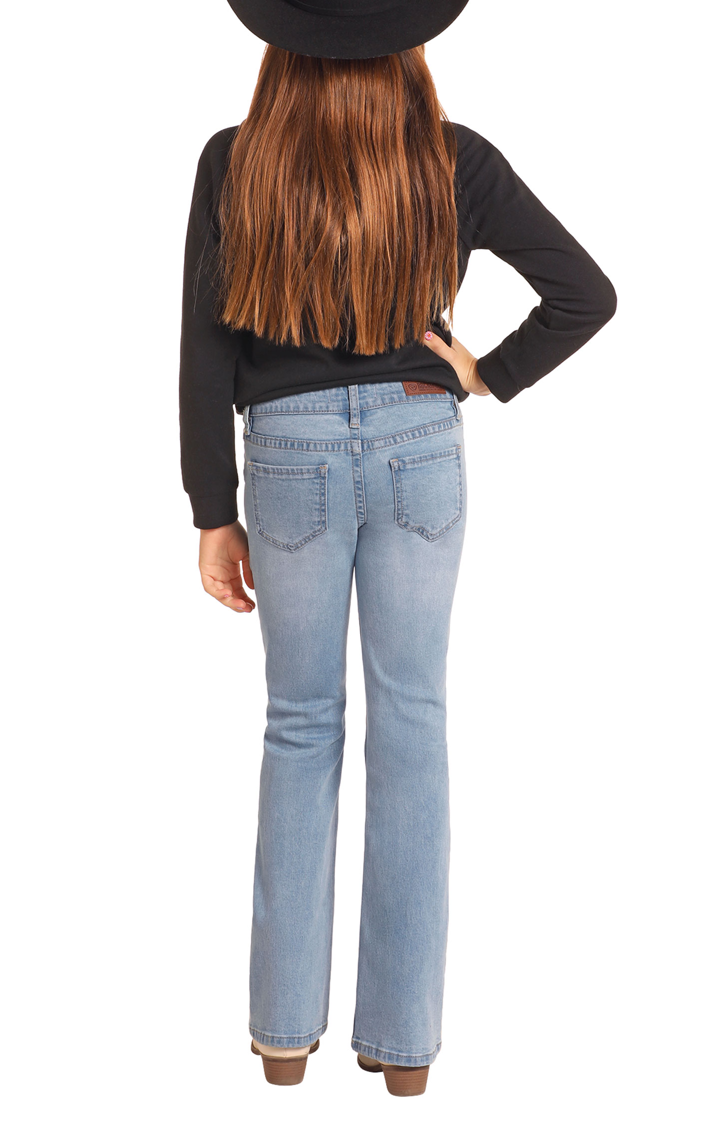 Rock & Roll Denim Girl's Light Wash Detail Pocket Boot Cut Jeans - Image 1