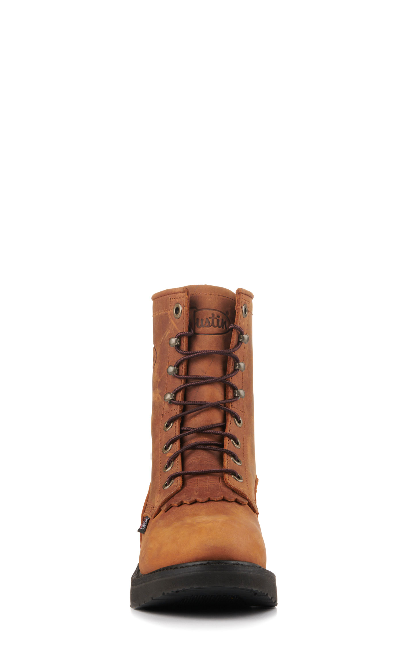 Justin Men's Livestock Aged Brown Soft Round Toe Lace Up Work Boot - Image 1
