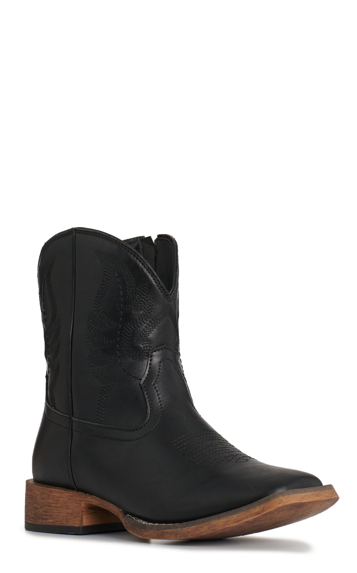 Roper Women's Shayla Black Faux Leather Wide Square Toe Cowboy Boots - Image 1