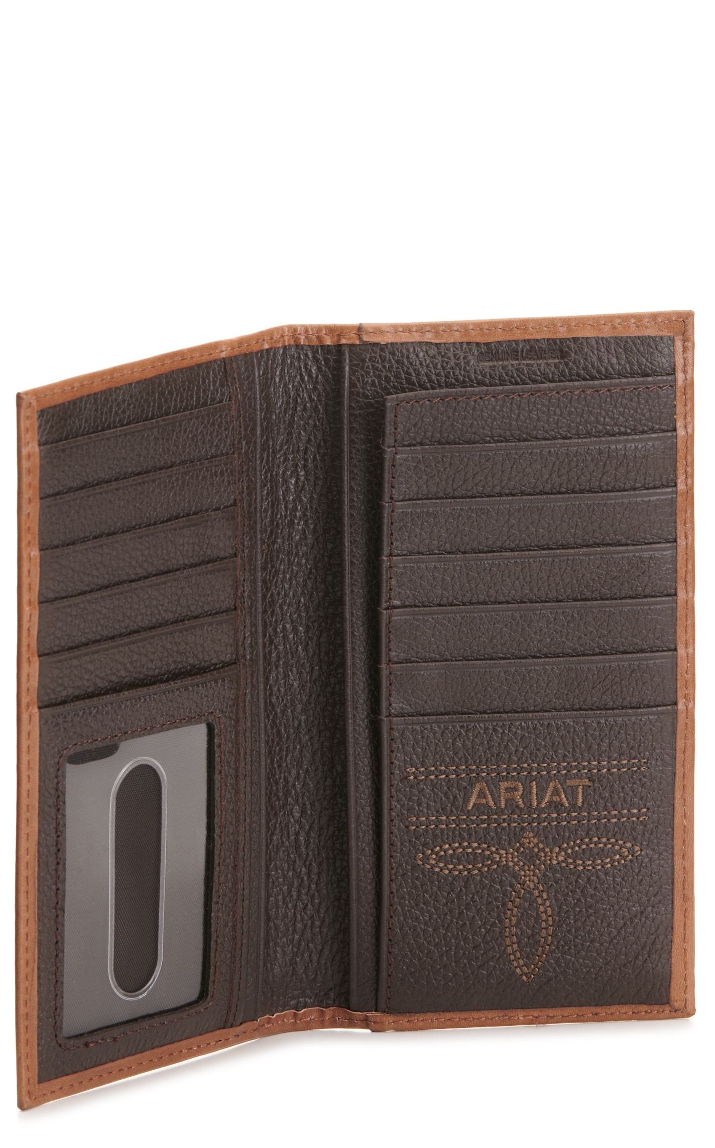 Ariat Brown Basketweave with Aztec Embroidery Rodeo Wallet / Checkbook Cover - Image 1
