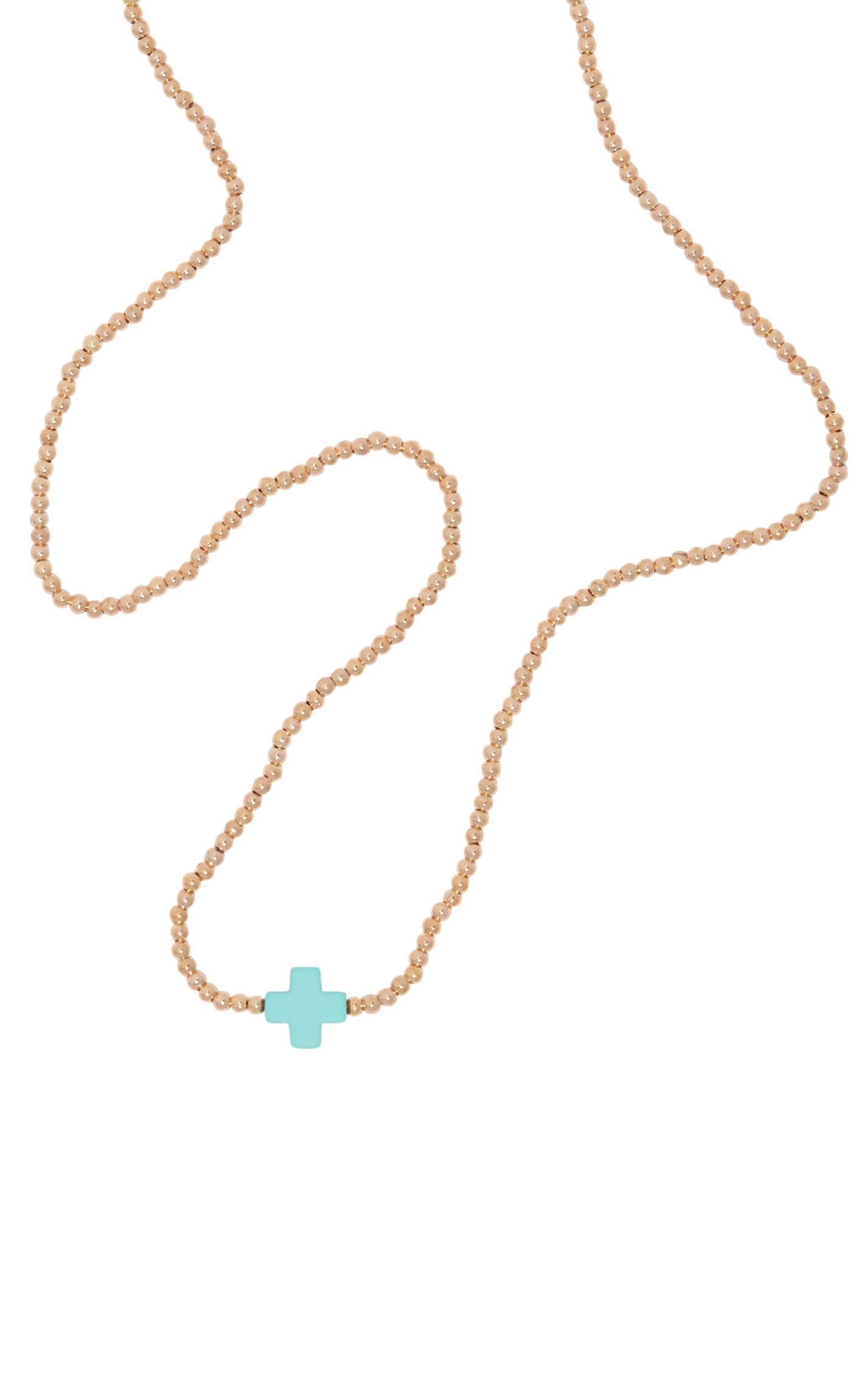 806 by Pink Panache Gold & Turquoise Cross Necklace - Image 2