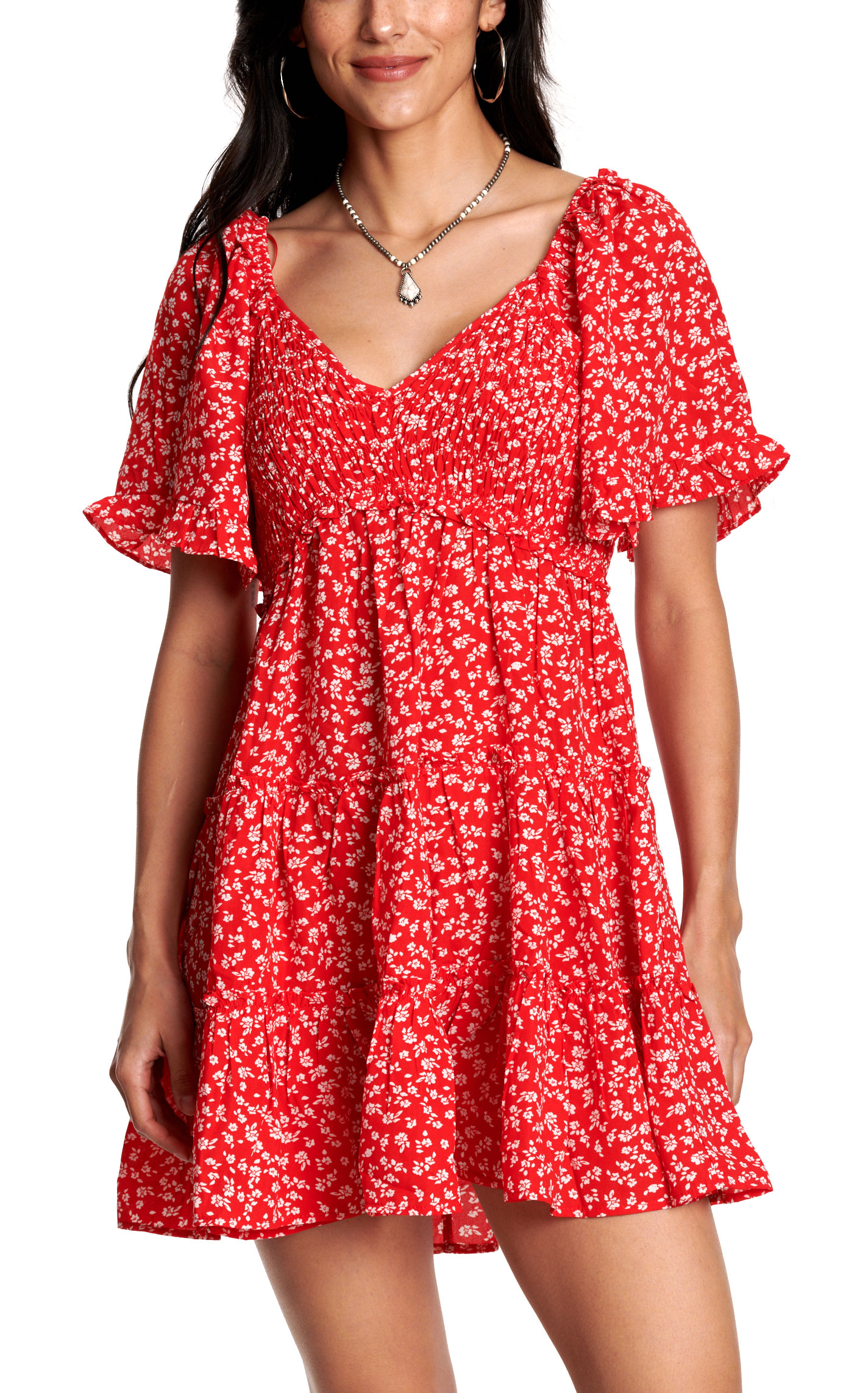 Yura Women’s Red & White Floral Dress - Image 1