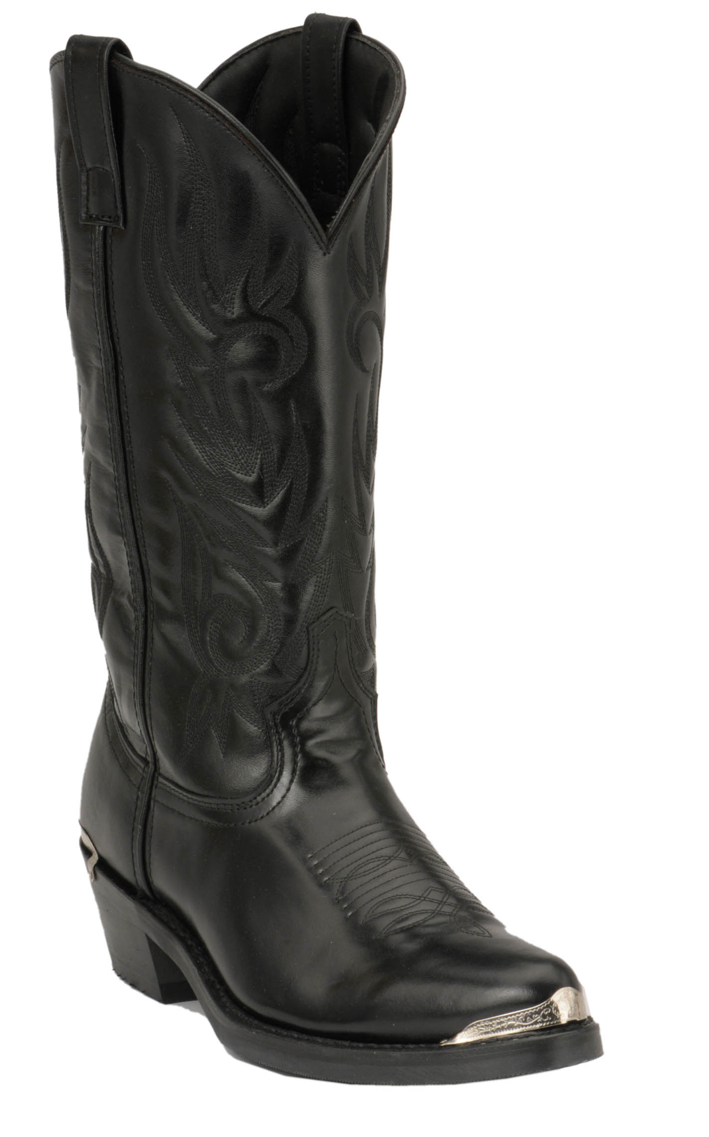 Laredo Men's Black with Silver Toe & Heel Rand Classic Cowboy Boots - Image 1