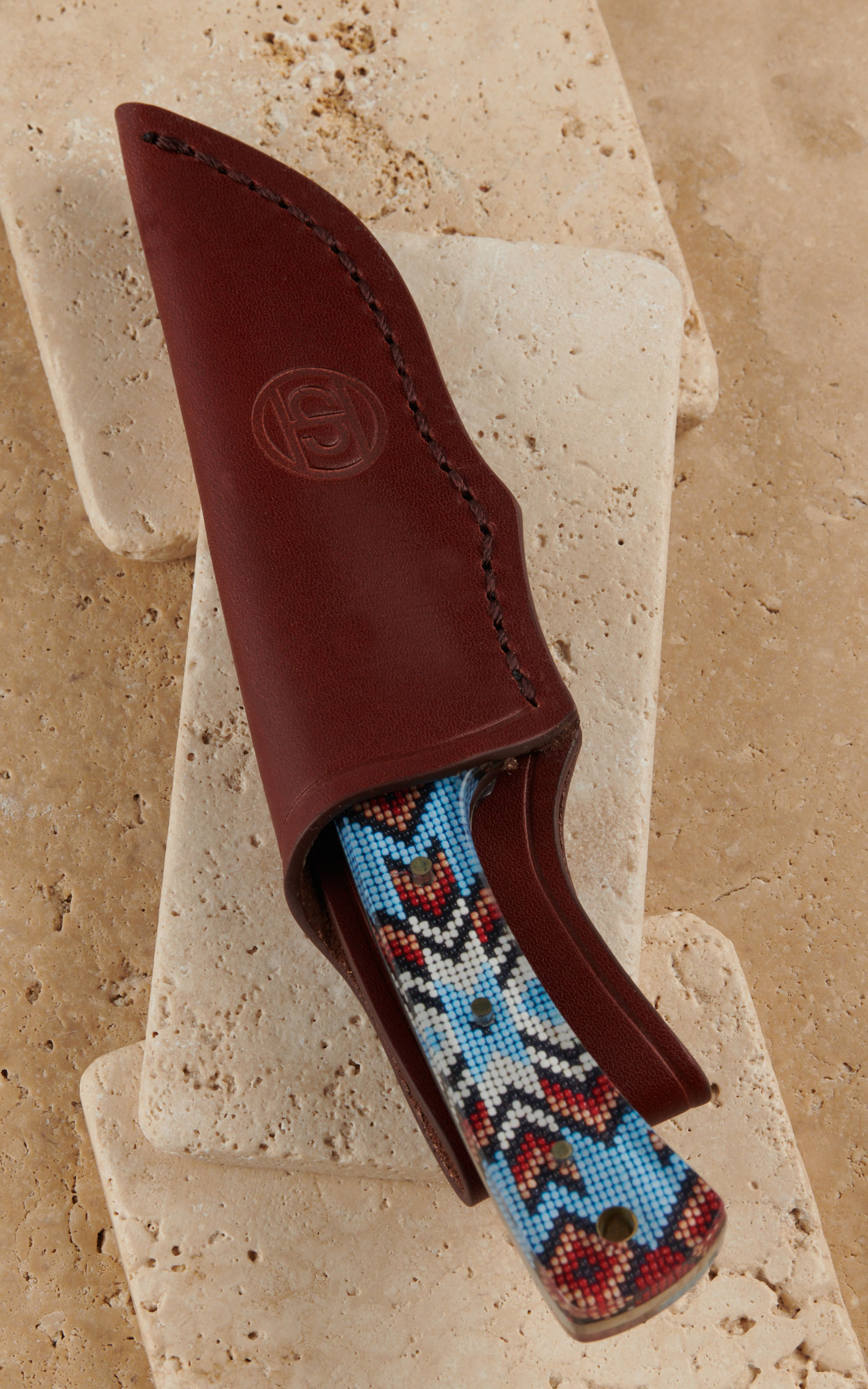 Twisted X Turquoise Beaded Aztec Resin Straight Blade Knife and Sheath - Cavender's Exclusive - Image 1