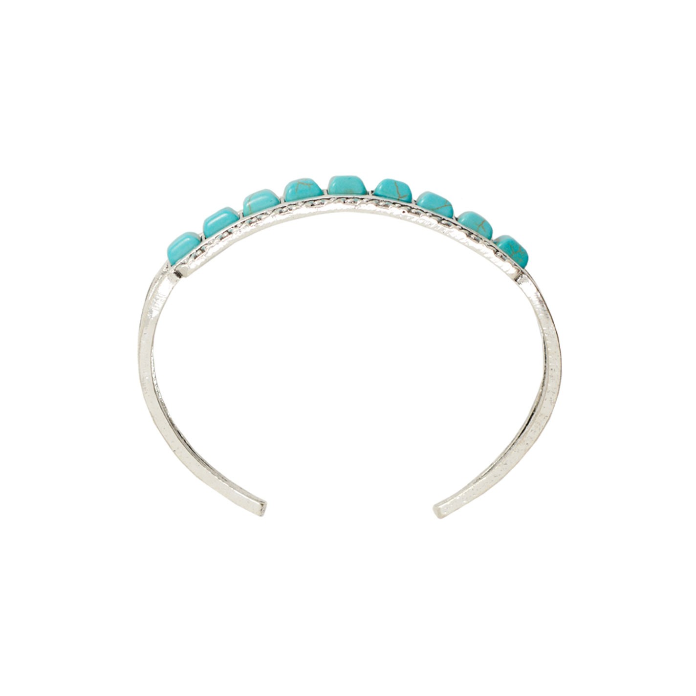 Southern Grace Silver & Turquoise Square Stone Cuff Bracelet - Image 1