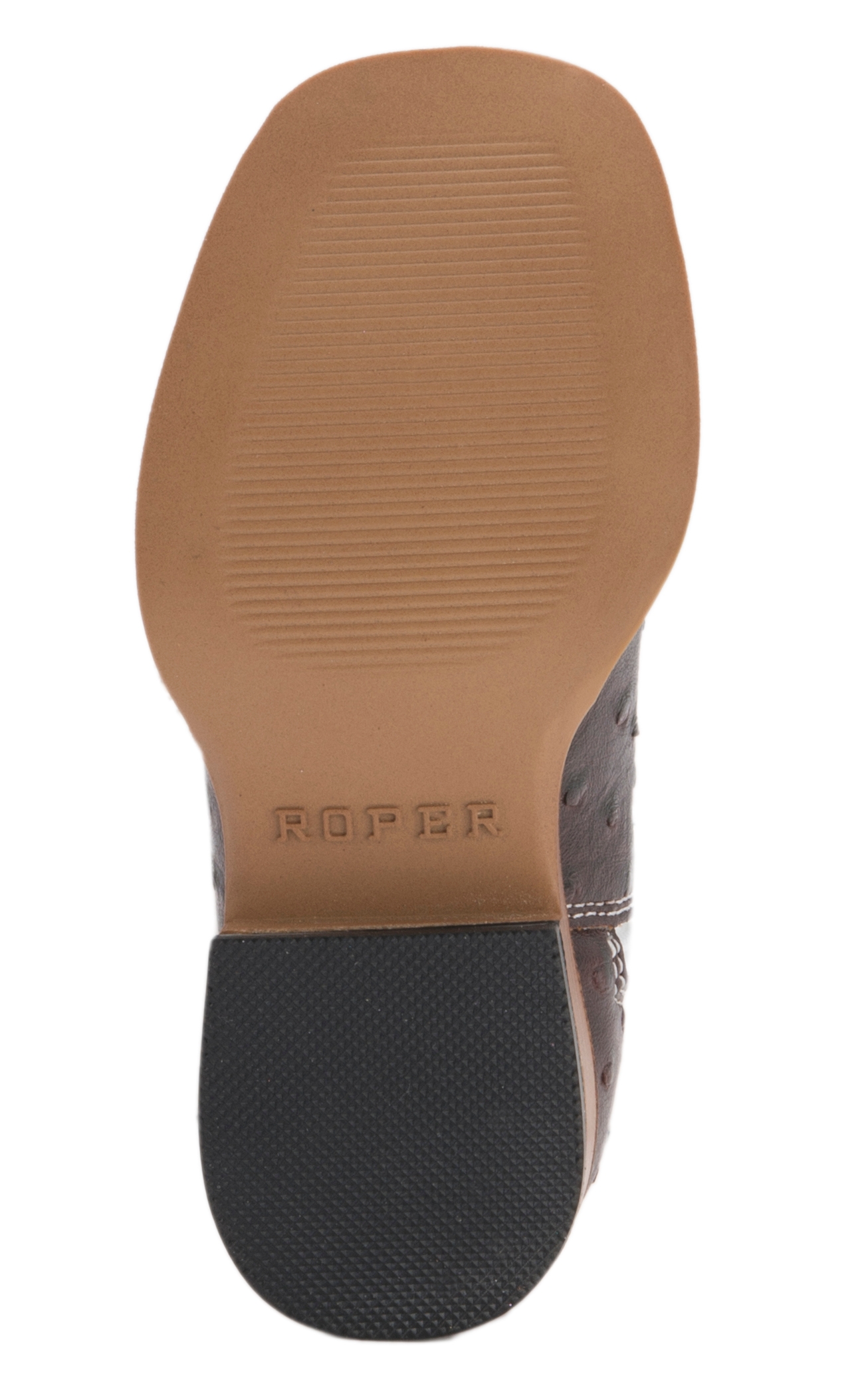 Roper Toddler Chocolate Ostrich Print with White Square Toe Cowboy Boots - Image 1