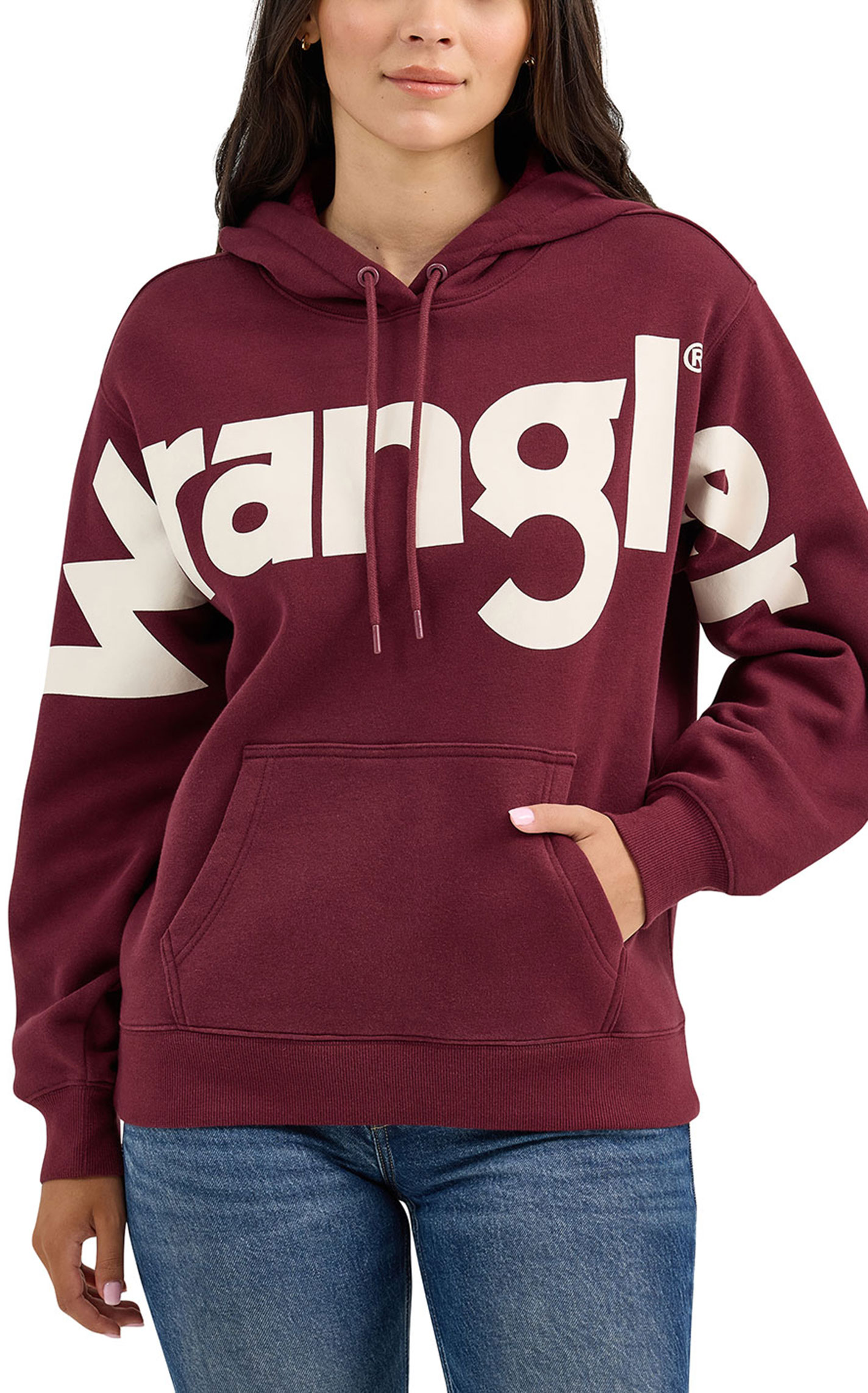 Wrangler Retro Ladies Wrangler Logo Maroon Hoodie - Image 2