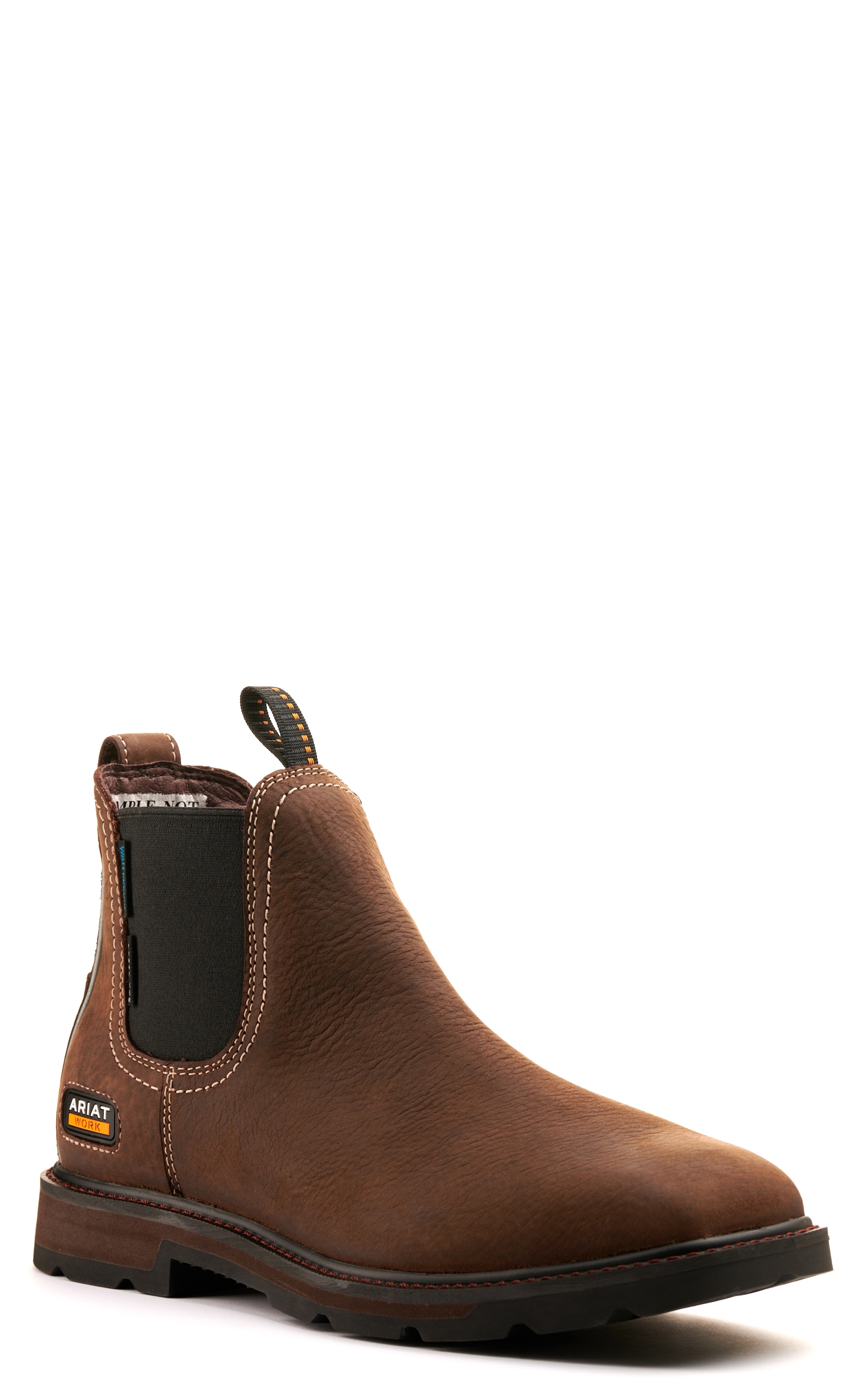 Ariat Men's Groundbreaker Chelsea Dark Brown Waterproof Wide Square Steel Toe Work Boots - Image 1