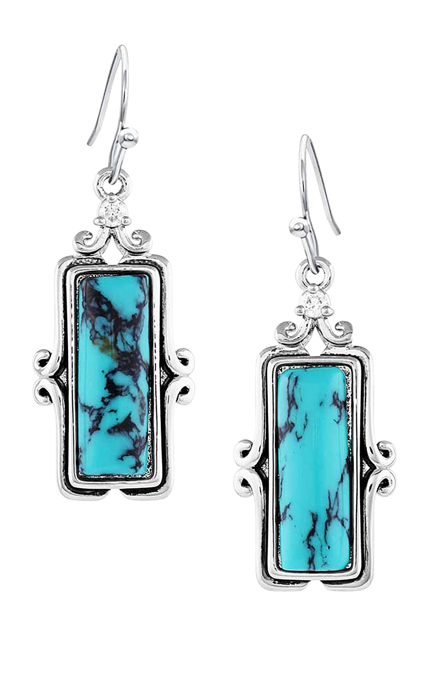 Montana Silversmiths Silver Looking Glass Turquoise Earrings - Image 1