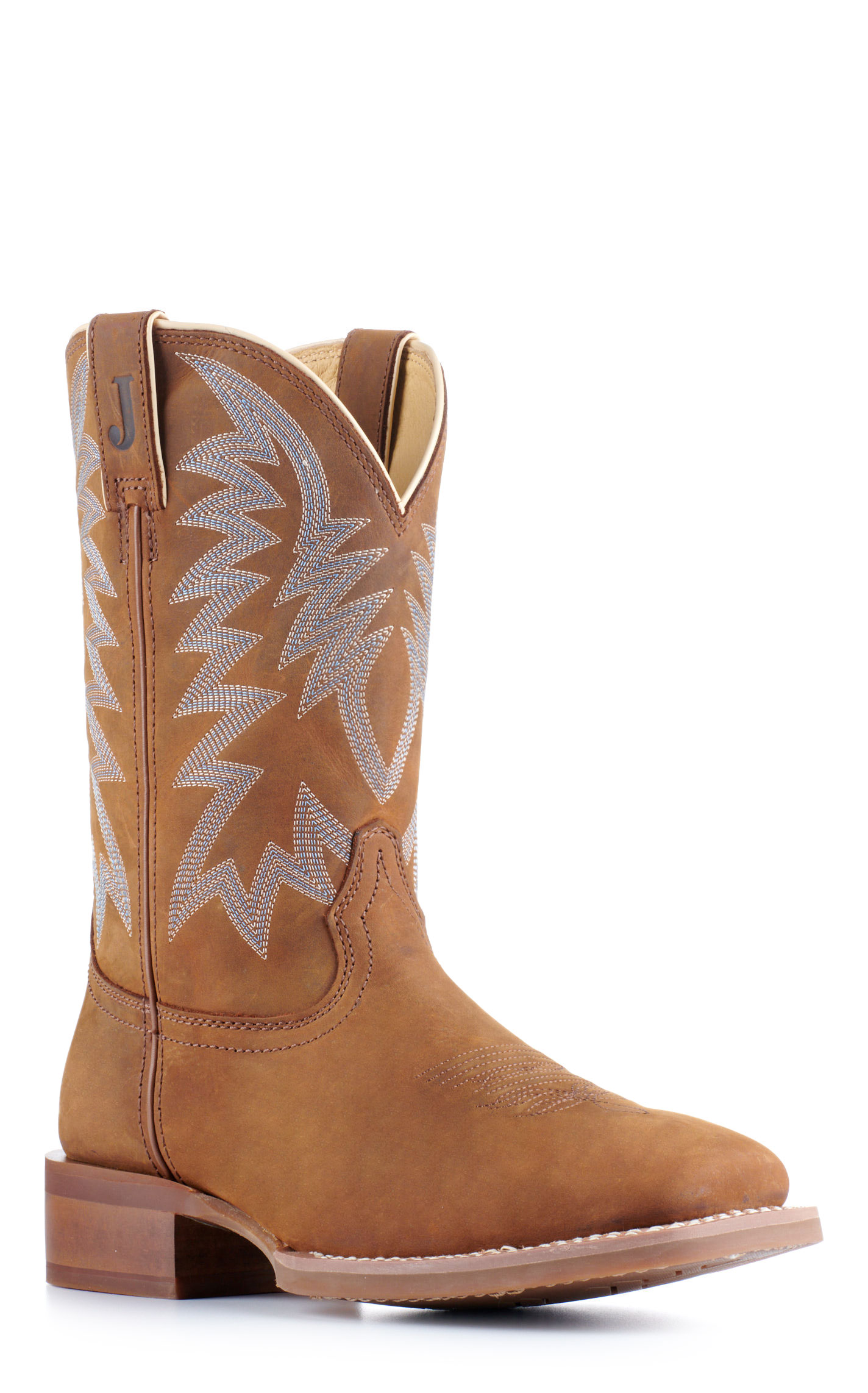 Justin Men's Frontier War Dog Brown Wide Square Toe Cowboy Boots - Image 1
