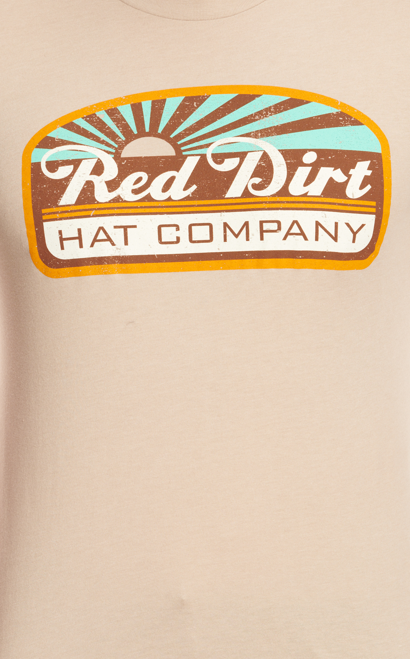 Red Dirt Hat Co. Men's Heather Tan Blue Skies Logo Graphic T-Shirt - Image 1