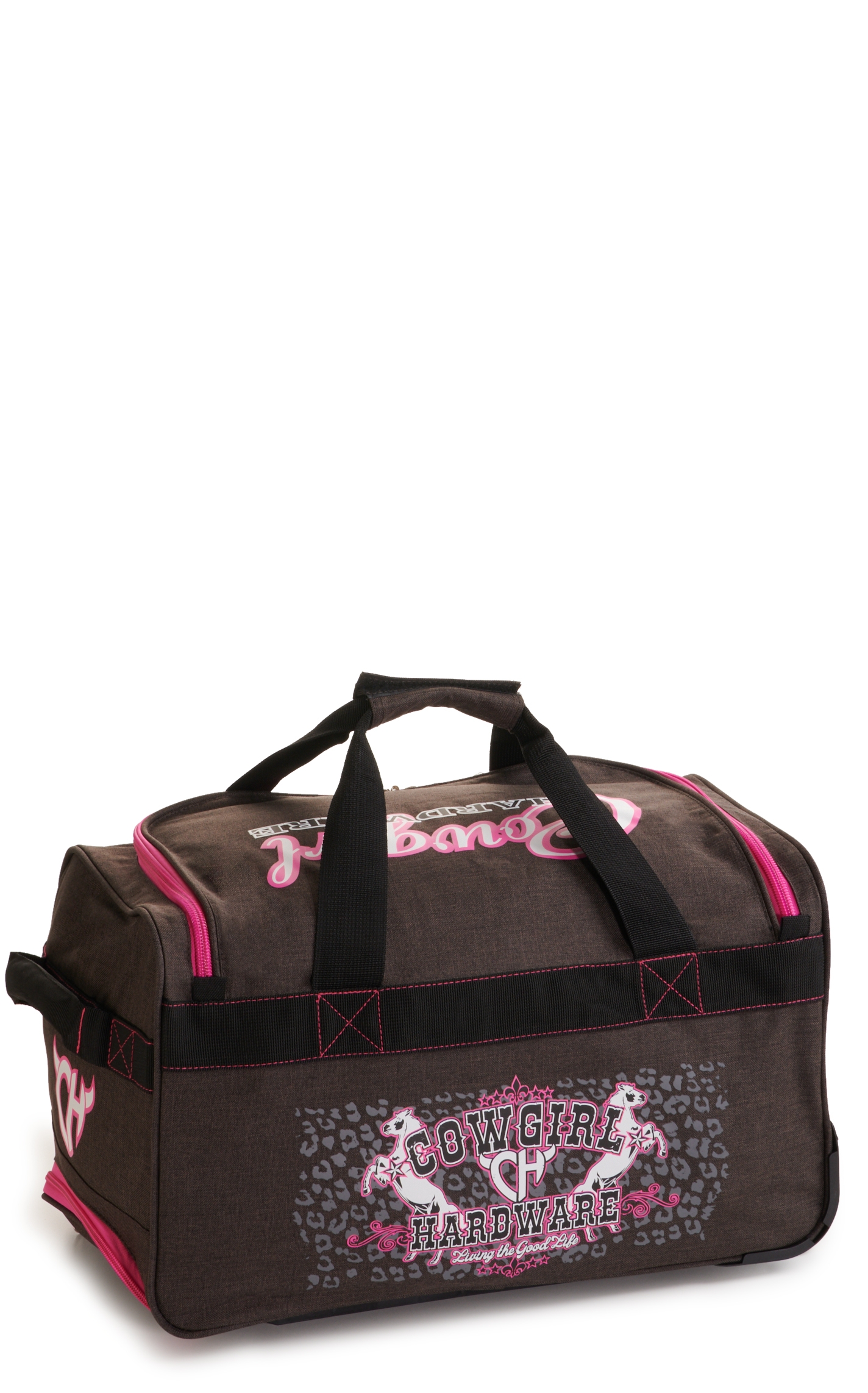 Cowgirl Hardware Heather Brown and Hot Pink 18 Inch Gear Bag - Image 1