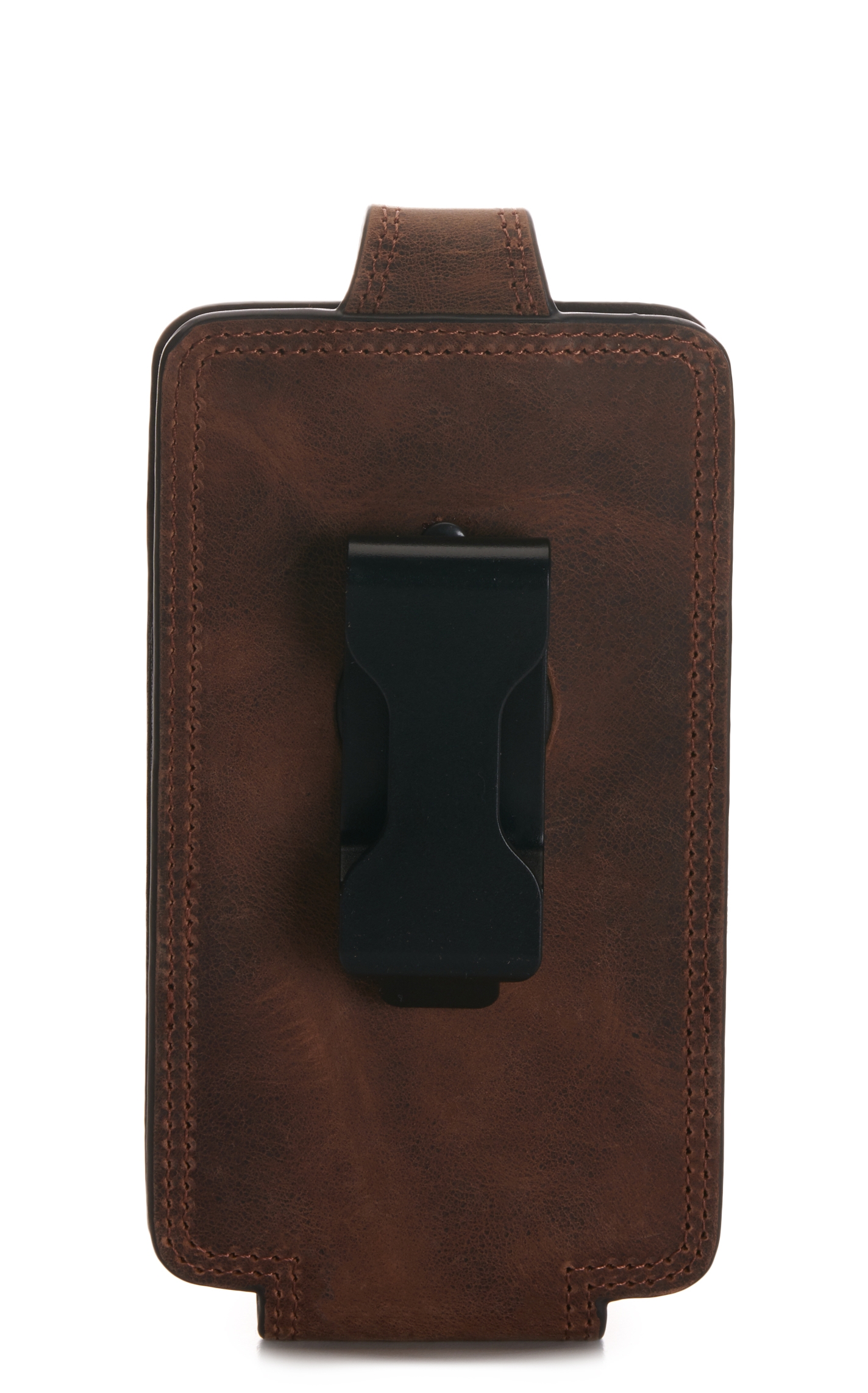 Ariat Brown Leather with Embossed Flag Large Clip-On Cell Phone Case - Image 1