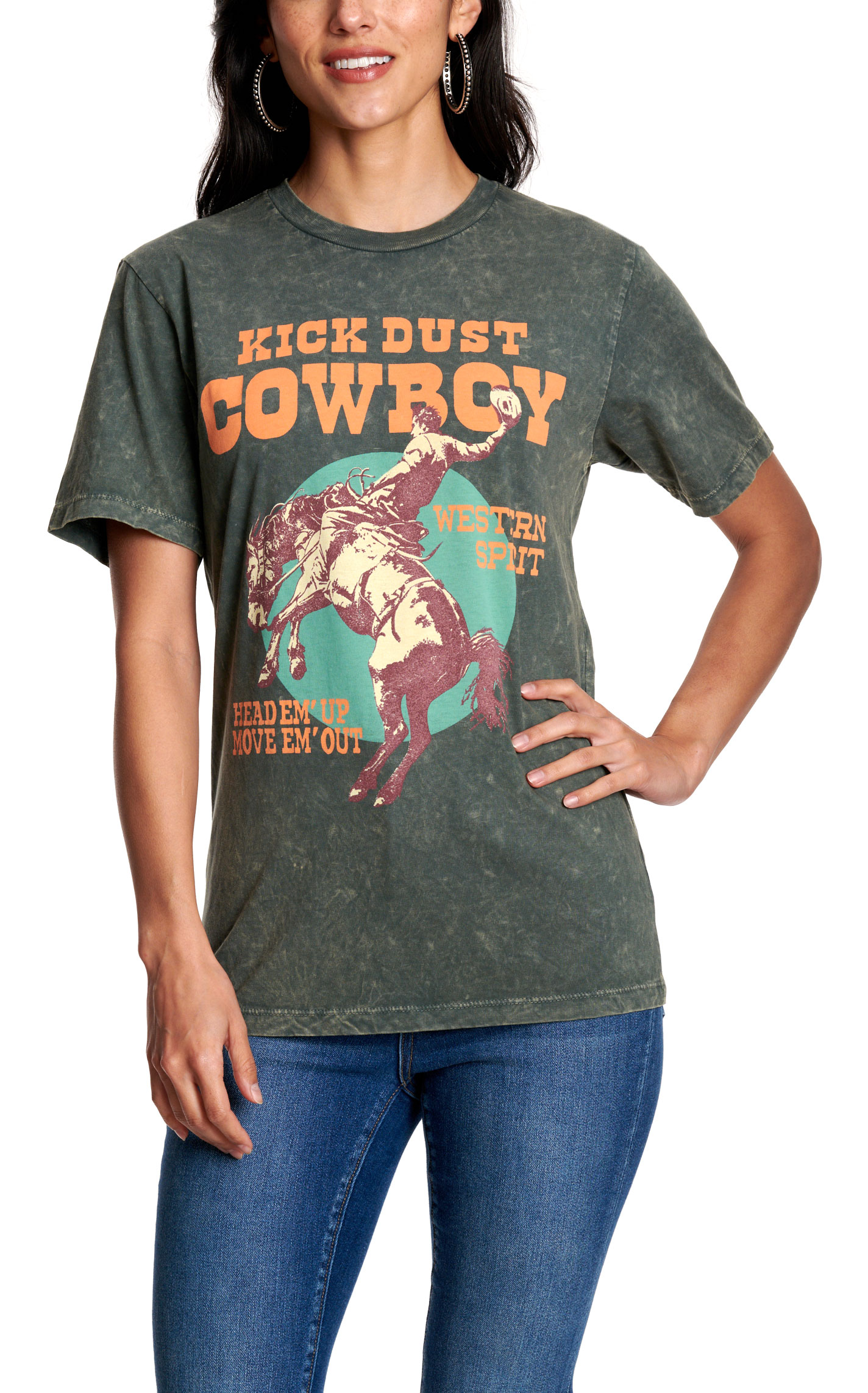 Lotus Fashion Women's Stone Kick Dust Cowboy Graphic T-Shirt - Image 3