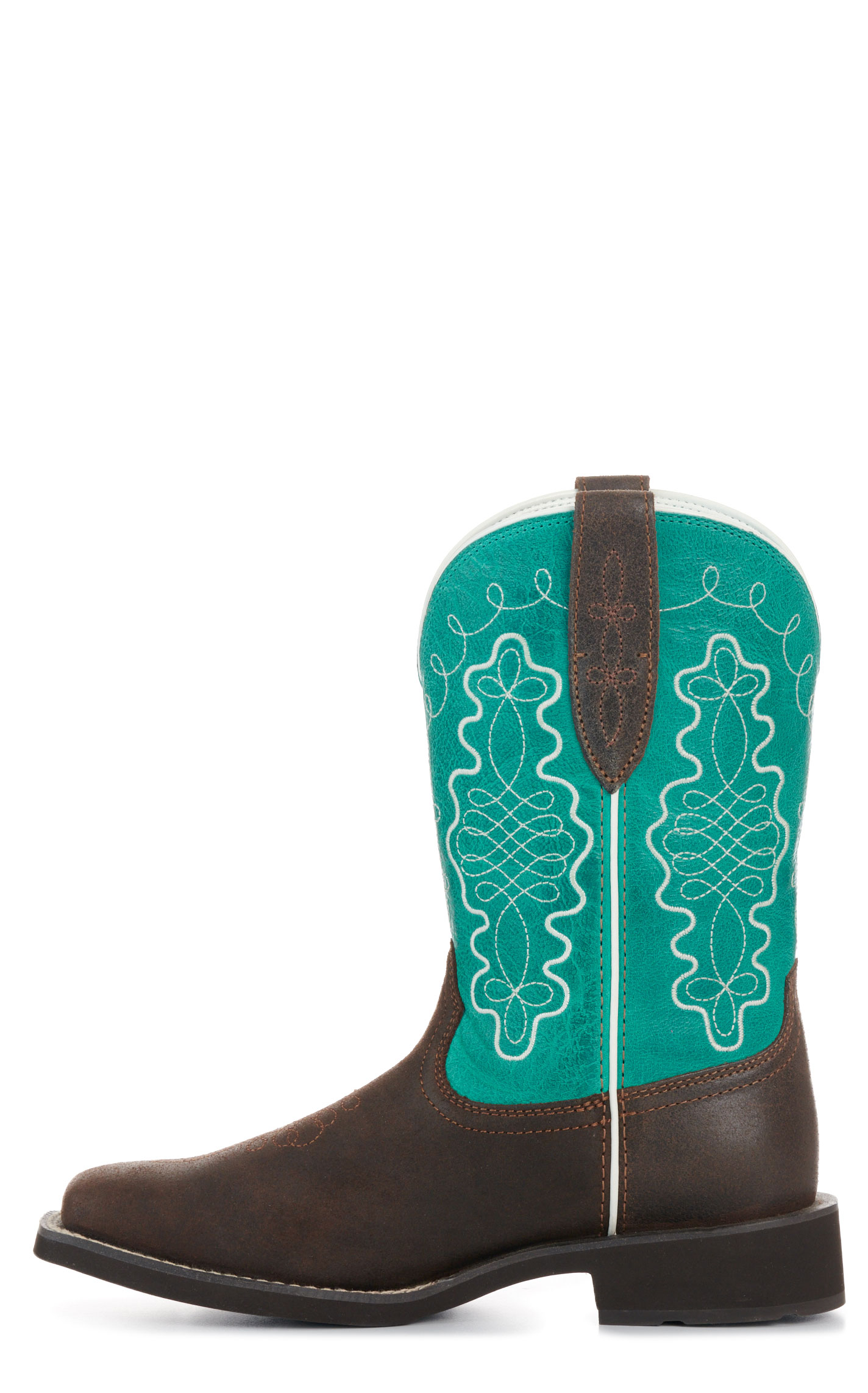 Ariat Women's Callie Hickory & Turquoise Wide Square Toe Cowboy Boots - Image 1
