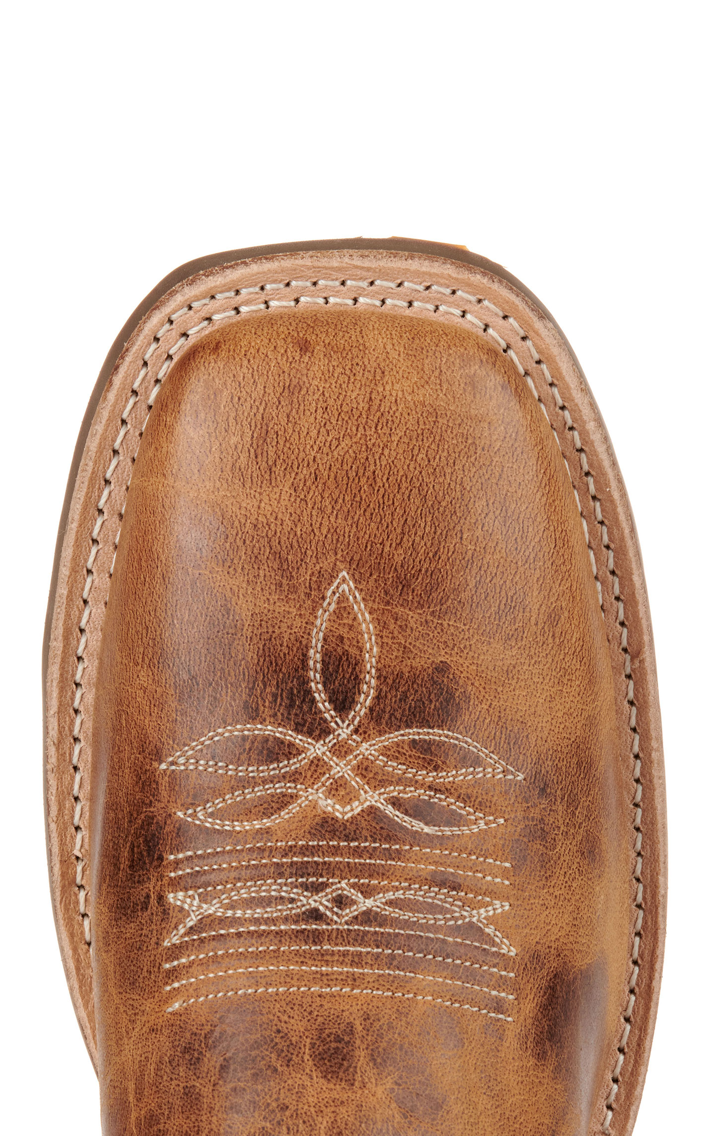 Old West Men's Burnt Tan Wide Square Toe Cowboy Boots - Image 1