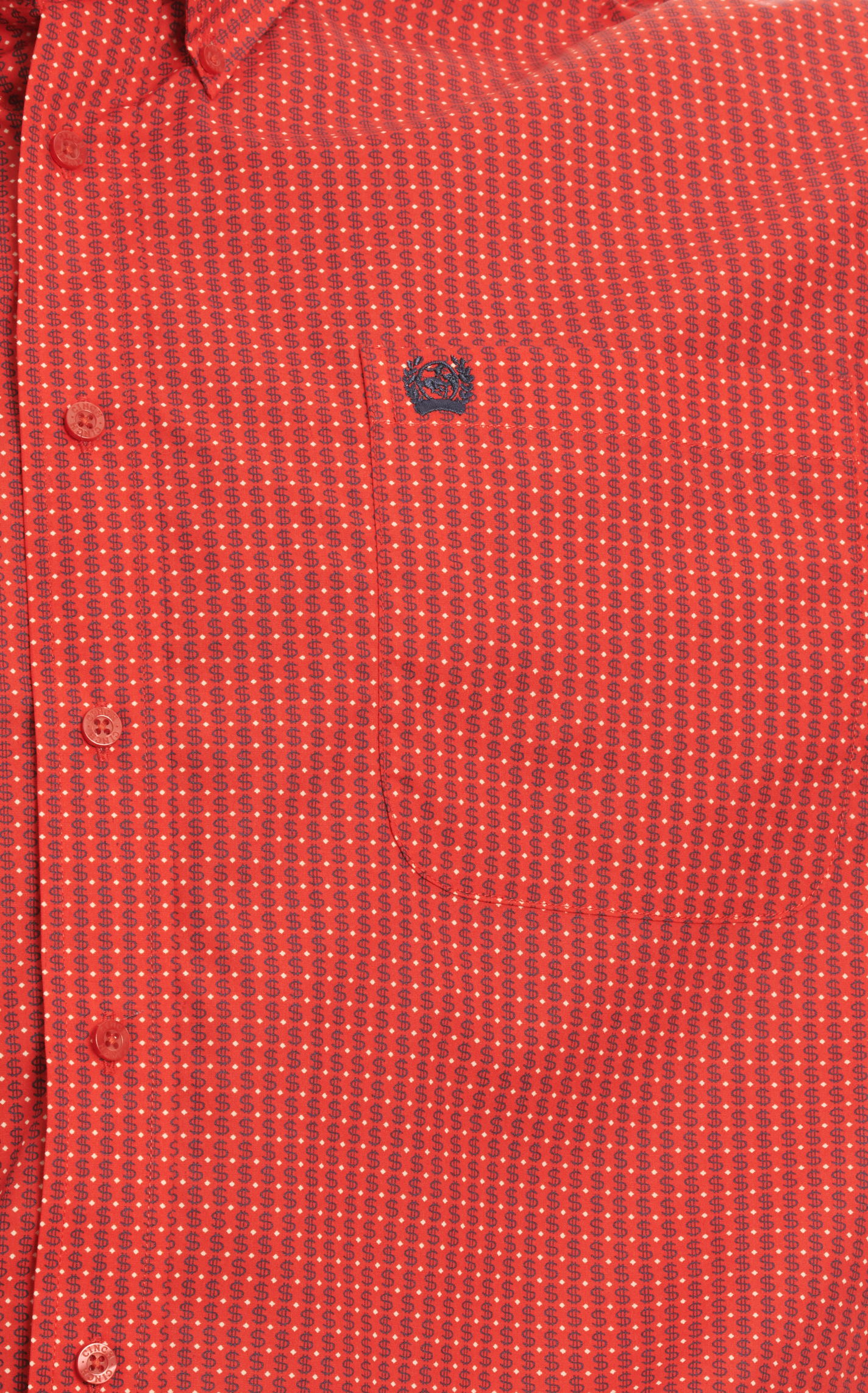 Cinch Men's Red & Navy Dollar Sign Print Western Shirt - Image 1