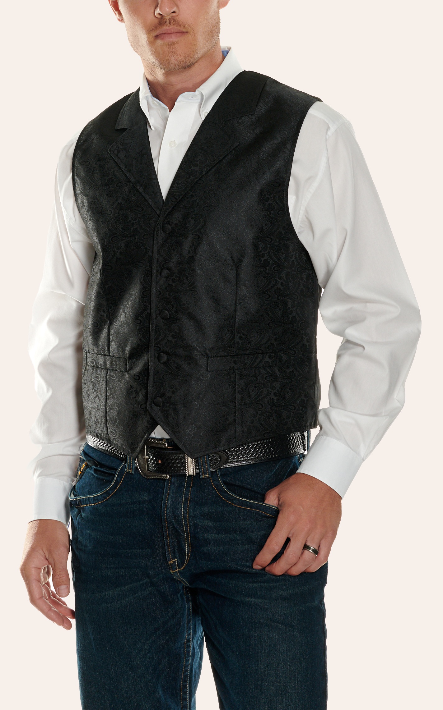 Scully Black on Black Paisley Vest - Image 1