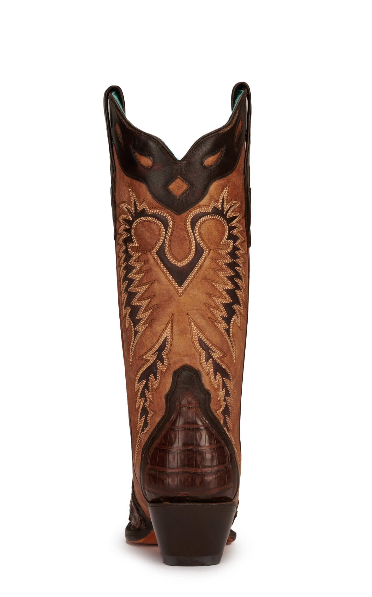 Corral Women's Tan and Brown Caiman Snip Toe Exotic Cowboy Boots - Image 1