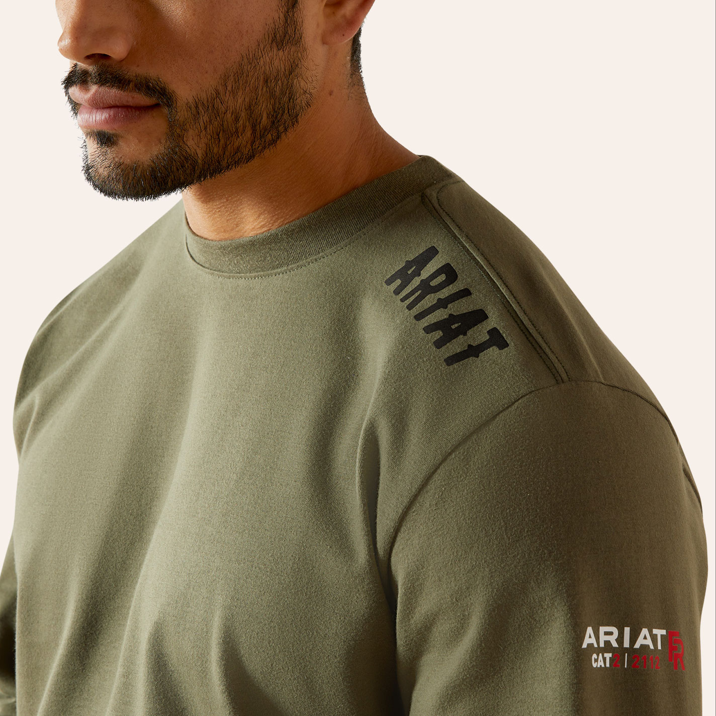 Ariat Men's Olive FR Work Hard Live Free Graphic T-Shirt - Image 1