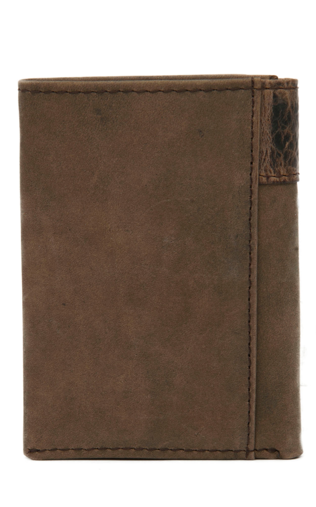 Ariat Distressed Brown with Boot Stitching Leather Tri-Fold Wallet - Image 1