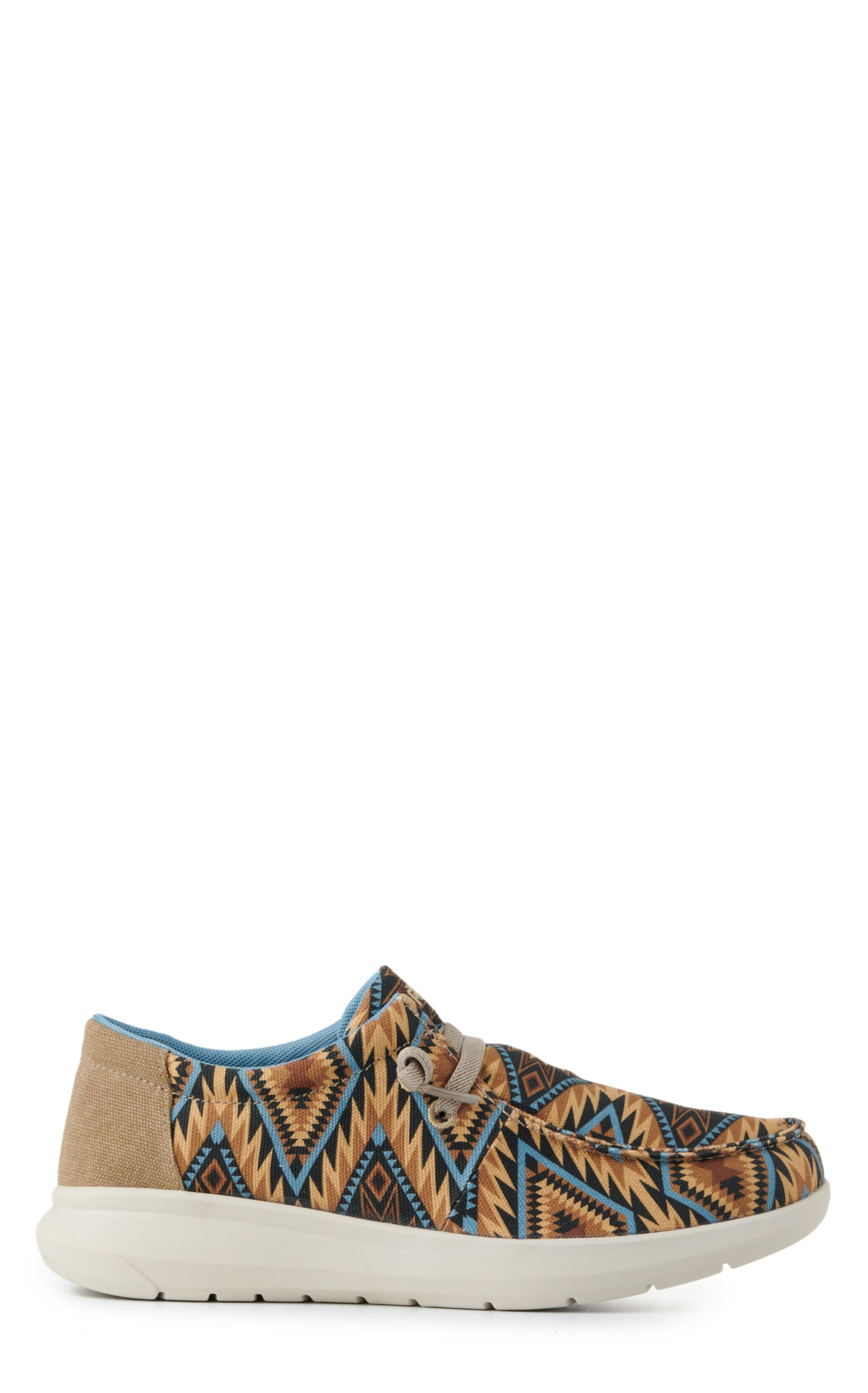 Ariat Men's Hilo Tan and Blue Aztec Print Moc Toe Lace Up Casual Shoe - Image 1