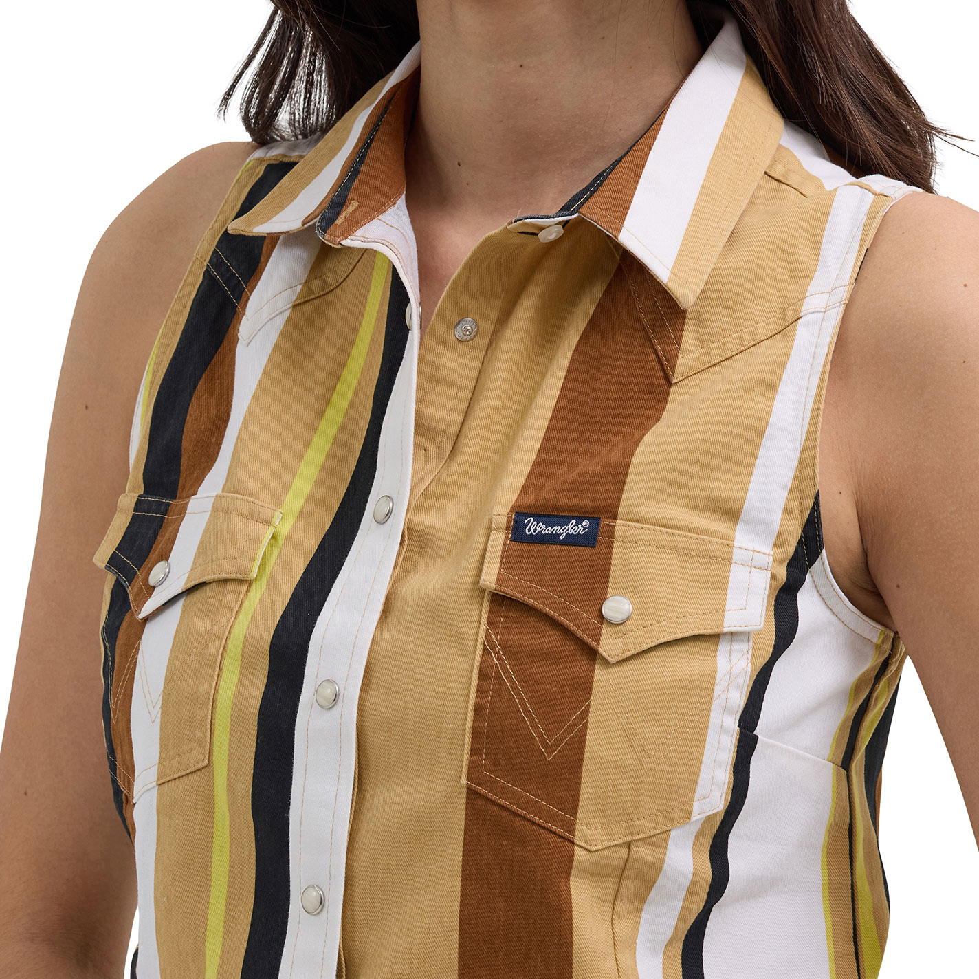 Wrangler Retro Women's Earthen Striped Sleeveless Crop Top - Image 3