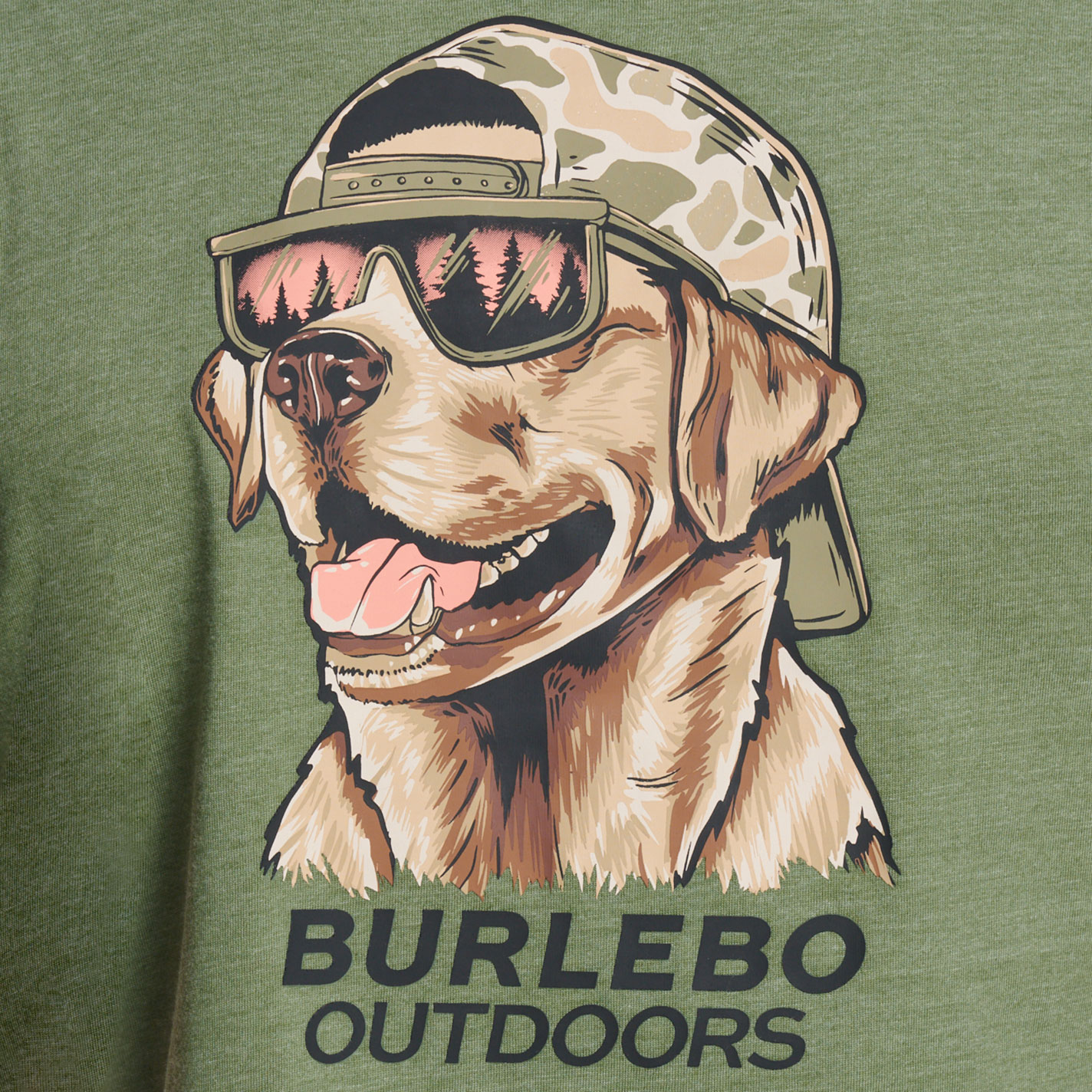 Burlebo Men's Heather Olive Mallard Camo Dog Graphic T-Shirt - Image 1