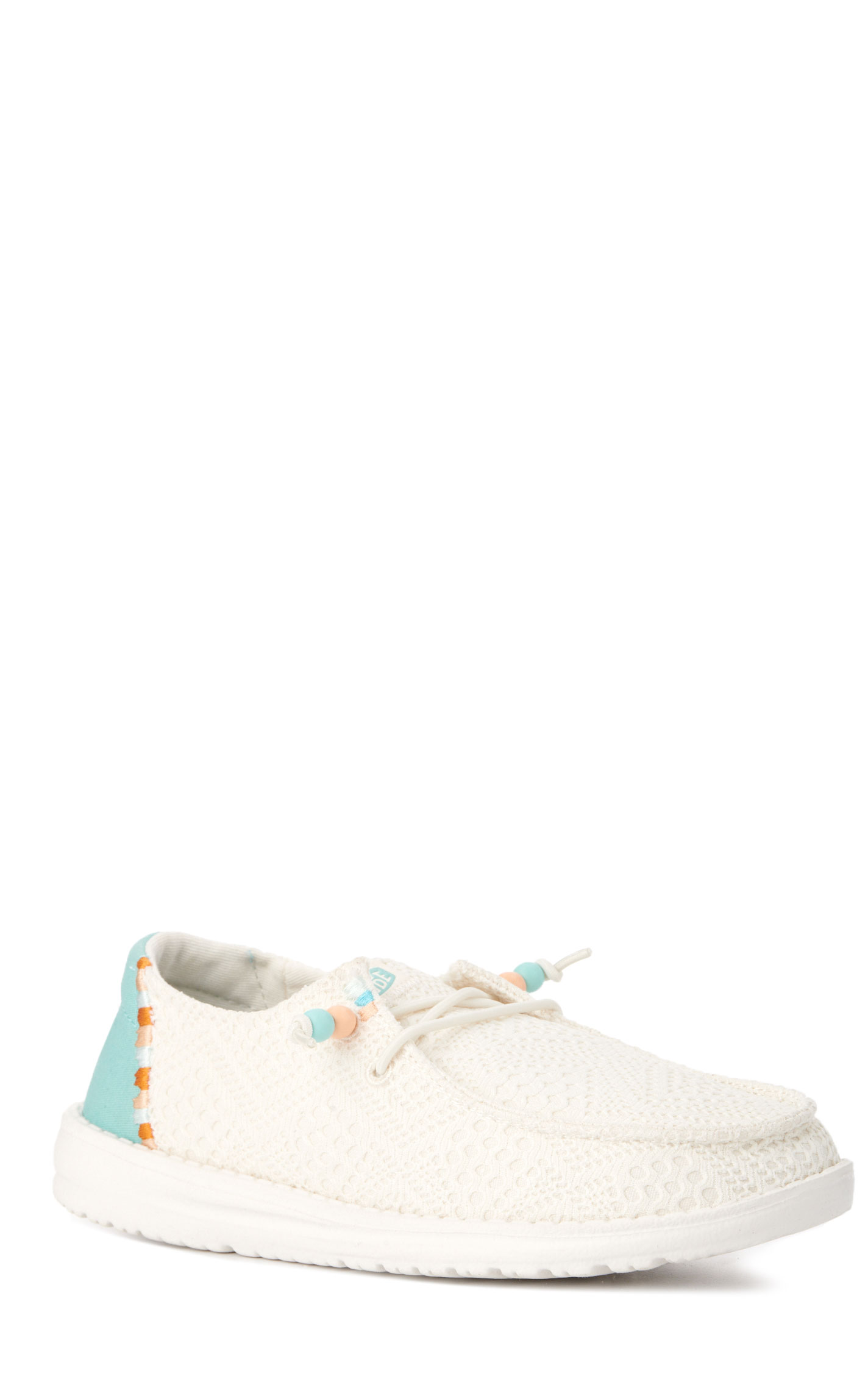 Hey Dude Women’s Wendy Boho Crochet Off White Moc Toe Lace Up Casual Shoes - Image 1