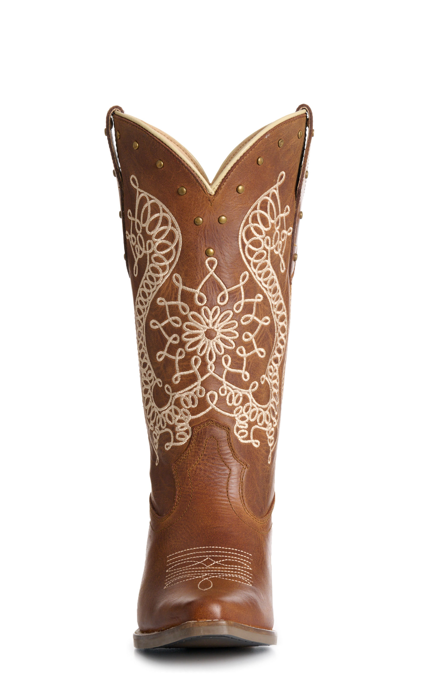 Rockin' C Women's Caramel & Cream Embroidered Snip Toe Cowboy Boots - Image 1