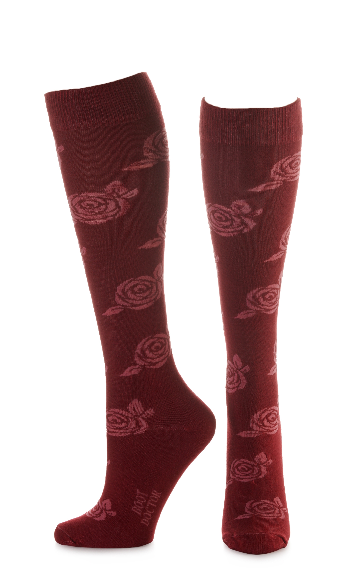 Boot Doctor Women's Red & Rose Pattern Over the Calf Boot Socks - Image 1