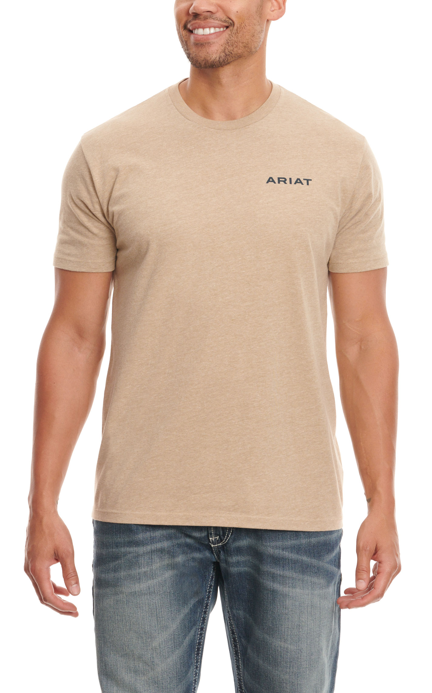 Ariat Men's Brown Sugar Oatmeal & Wooden Shield Logo Graphic Short Sleeve T-Shirt - Image 1