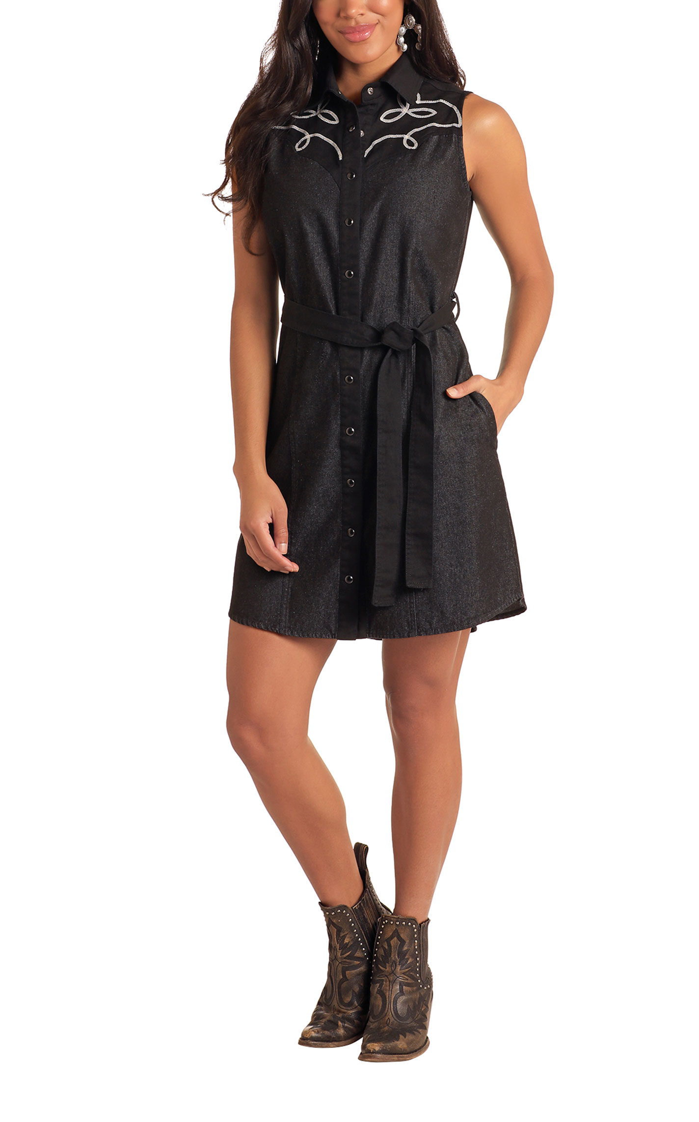Panhandle Slim Women's Black Sleeveless Yoked Dress - Image 1