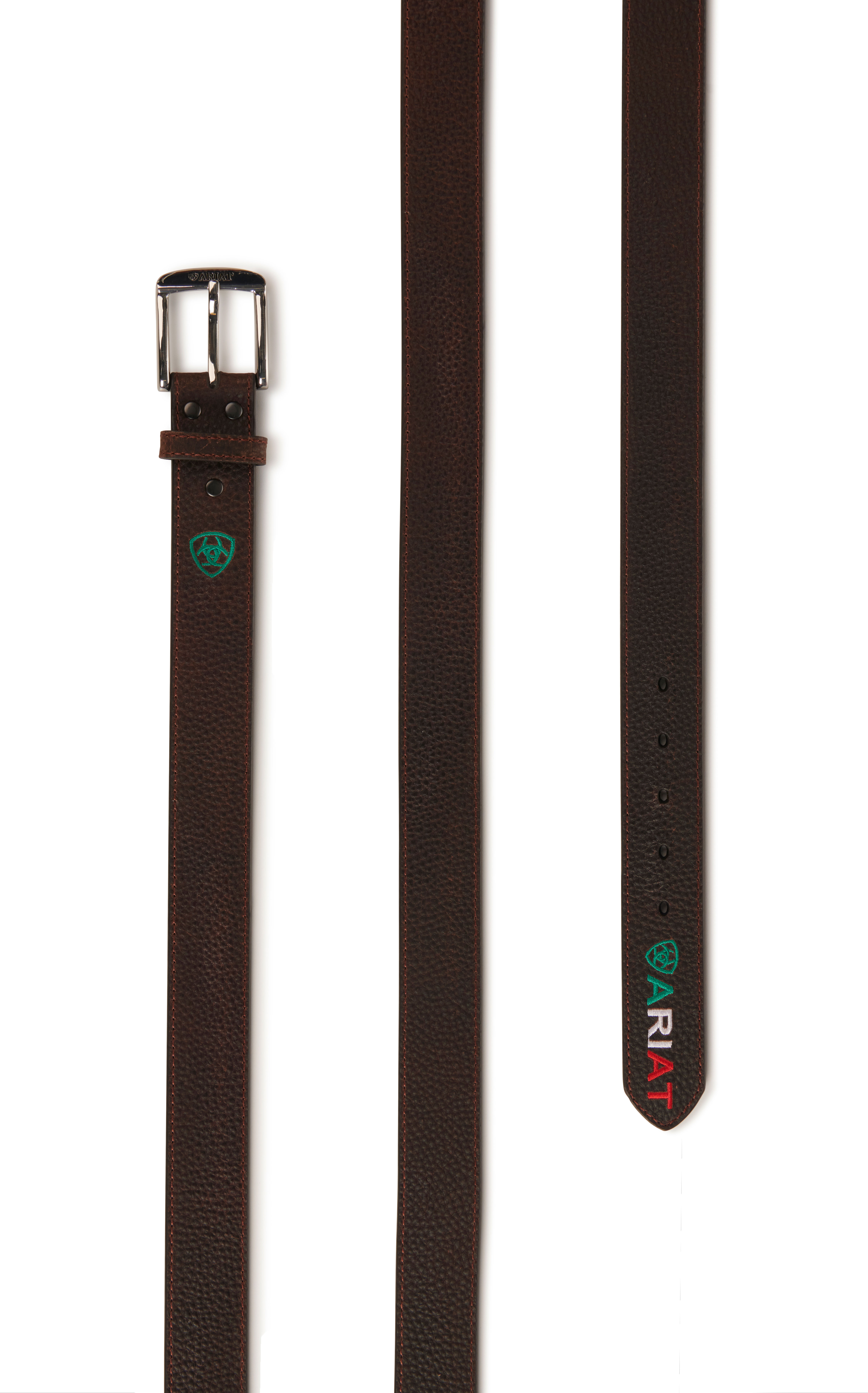 Ariat Men's Rowdy Dark Brown Genuine Leather Mexico Logo Belt - Image 1